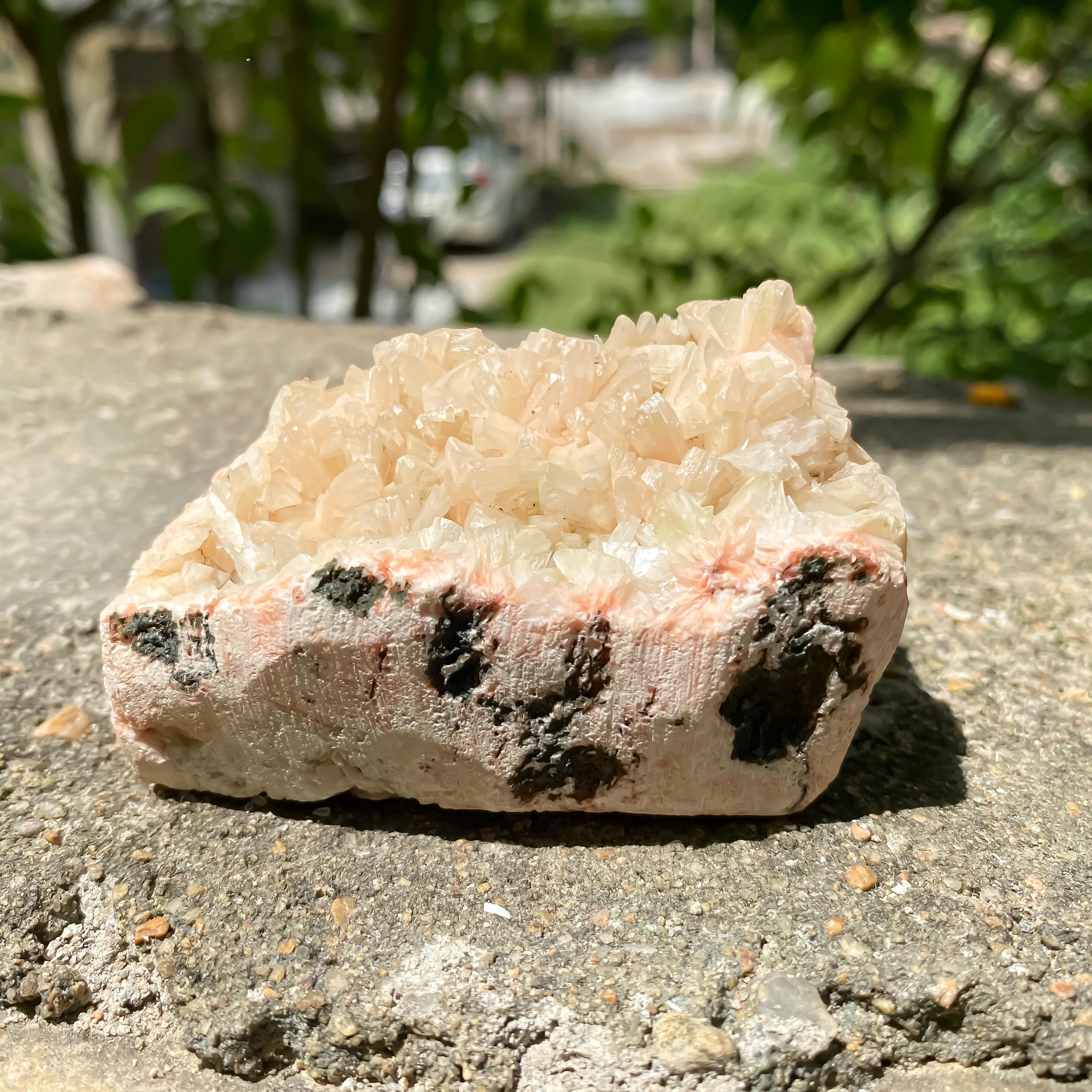 Peach Stilbite Apophyllite Crystal Geode  Healing Stone, Collector Mineral