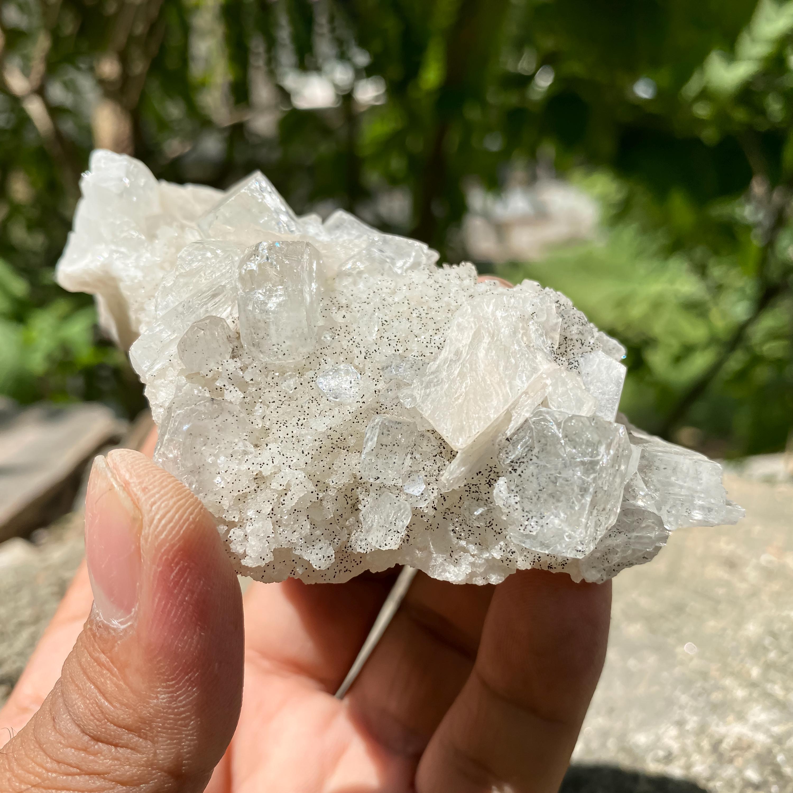 Sparkling White Apophyllite Crystal Cluster: Zeolite Specimen 155gm
