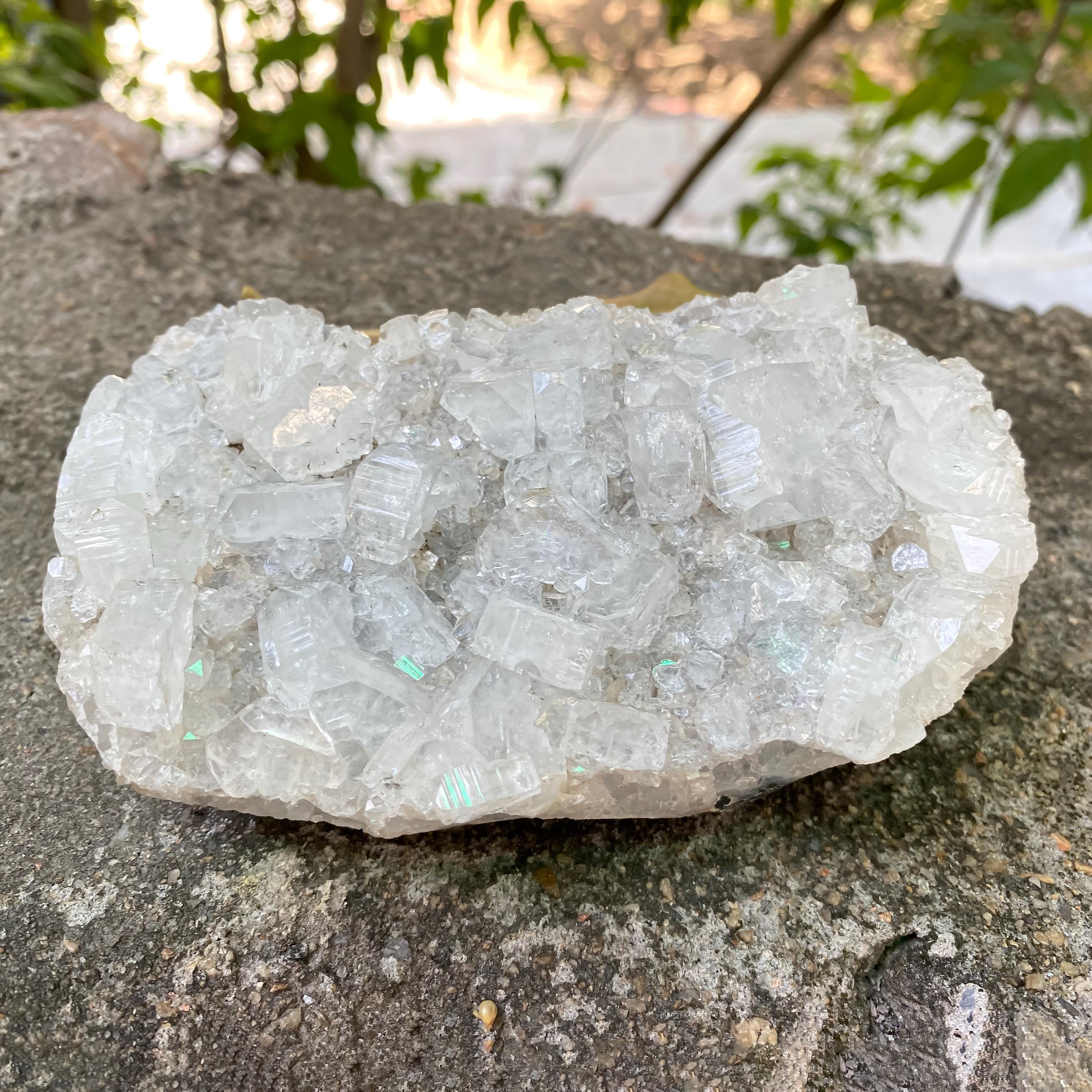White Apophyllite Crystal Cluster, Sparkling Zeolite Specimen, 680gm Cubic White Crystals Raw, White Apophyllite Zeolite Cluster
