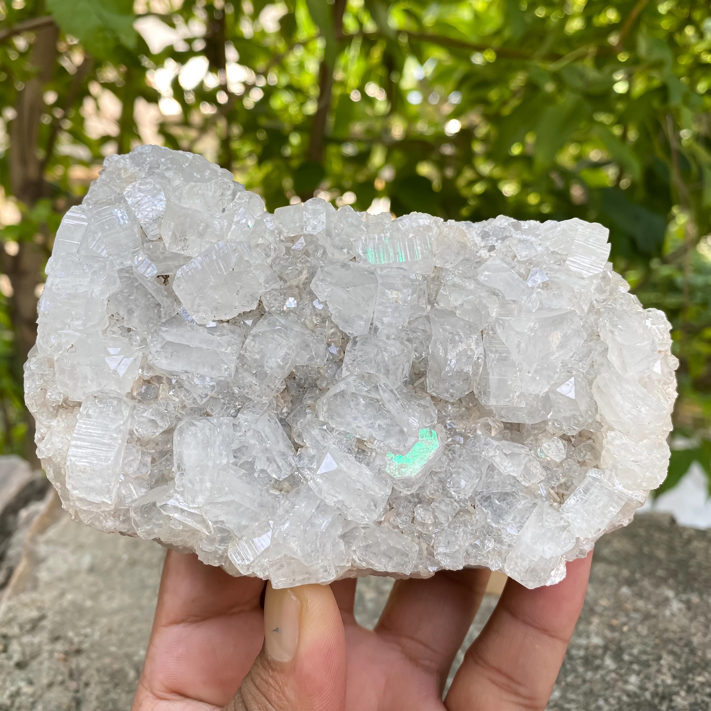 White Apophyllite Crystal Cluster, Sparkling Zeolite Specimen, 680gm Cubic White Crystals Raw, White Apophyllite Zeolite Cluster