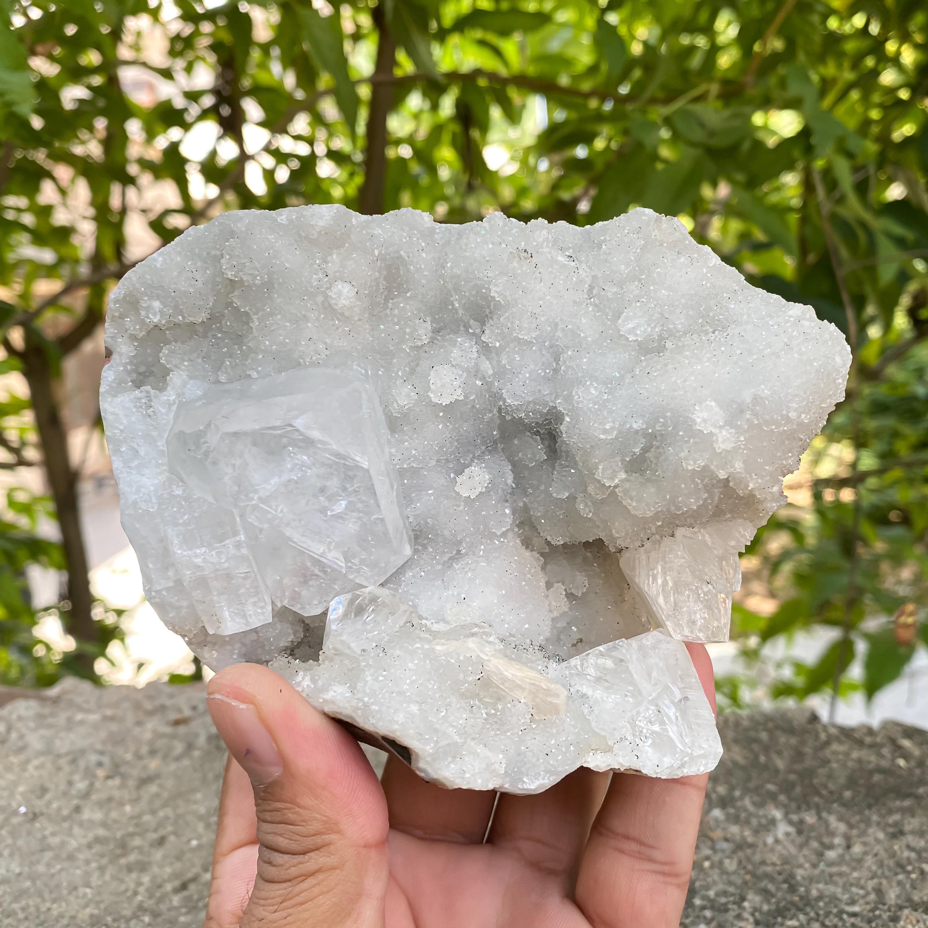 Natural Healing Stone, Cubic Apophyllite Zeolite Cluster: 710gm Meditation Home Decor Rough