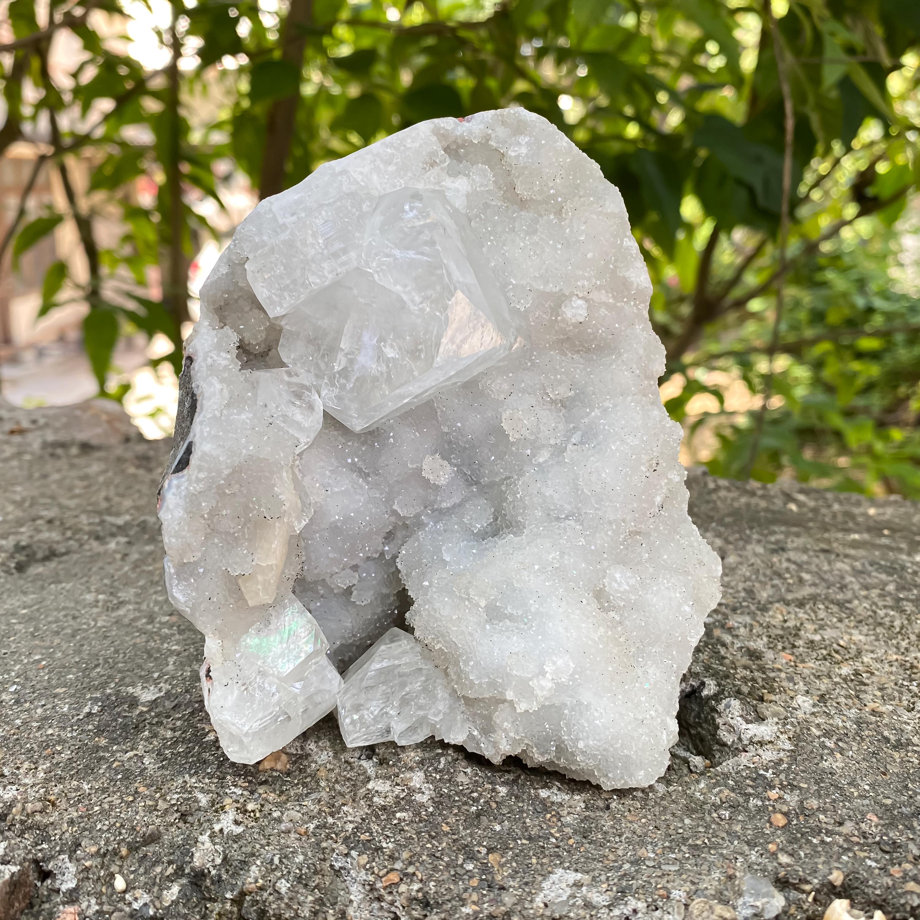 Natural Healing Stone, Cubic Apophyllite Zeolite Cluster: 710gm Meditation Home Decor Rough