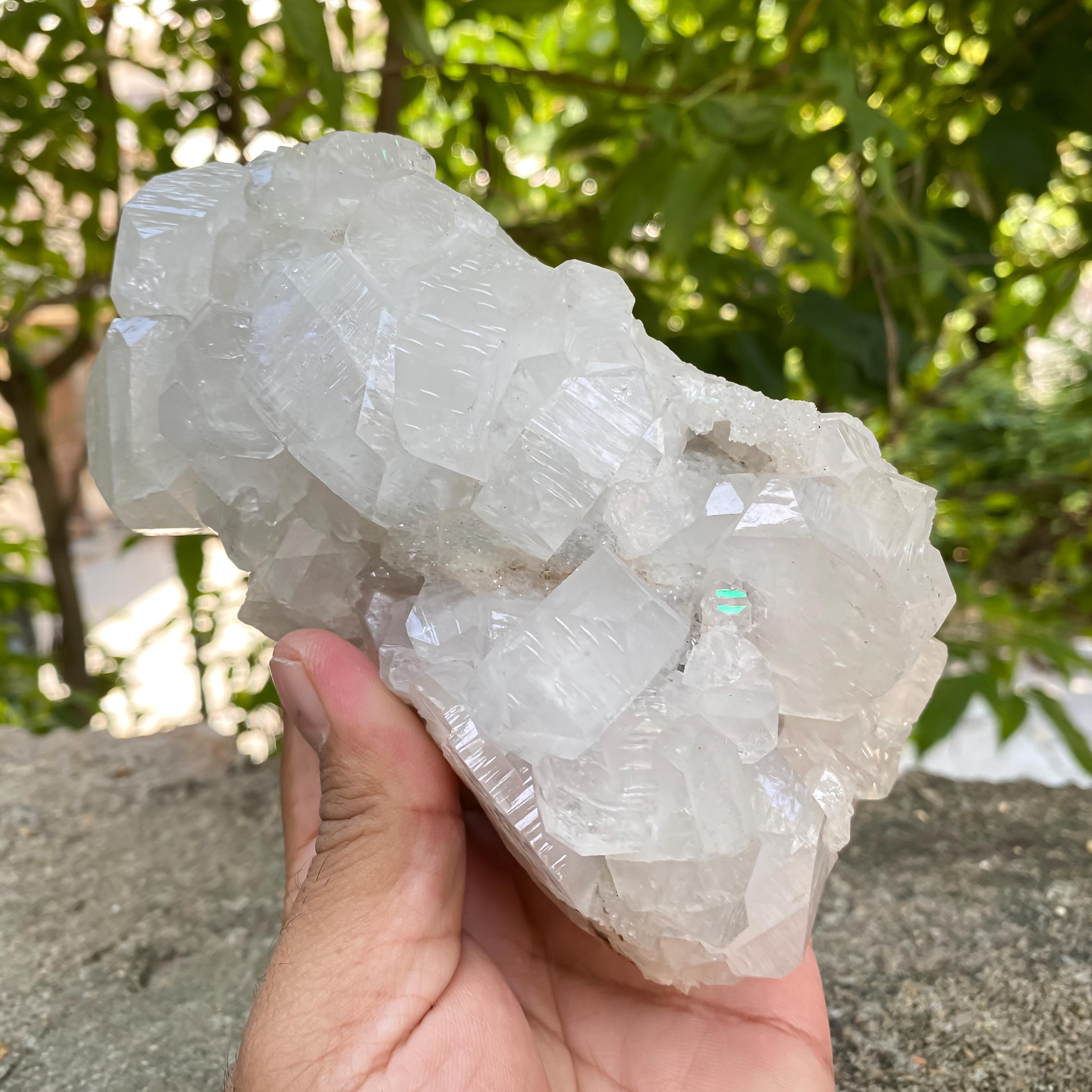 Natural Apophyllite Crystal Cluster | 990gm Healing Stone, Reiki Energy, Meditation, Home Décor, Mineral Specimen