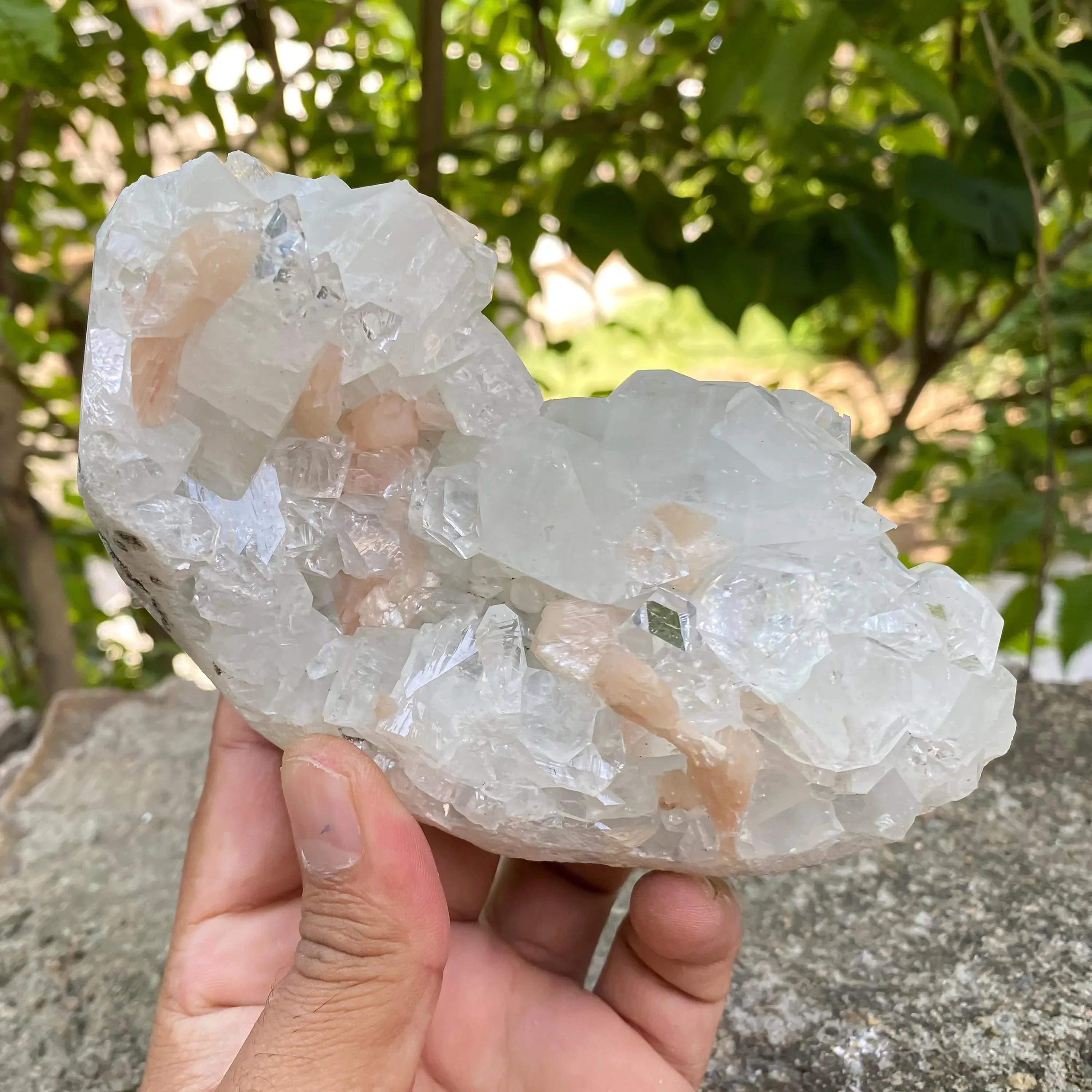 Apophyllite Crystal Cluster, Stilbite Zeolite Specimen, 610gm Cubic White Crystals Raw, White Apophyllite Zeolite Cluster Zeolite