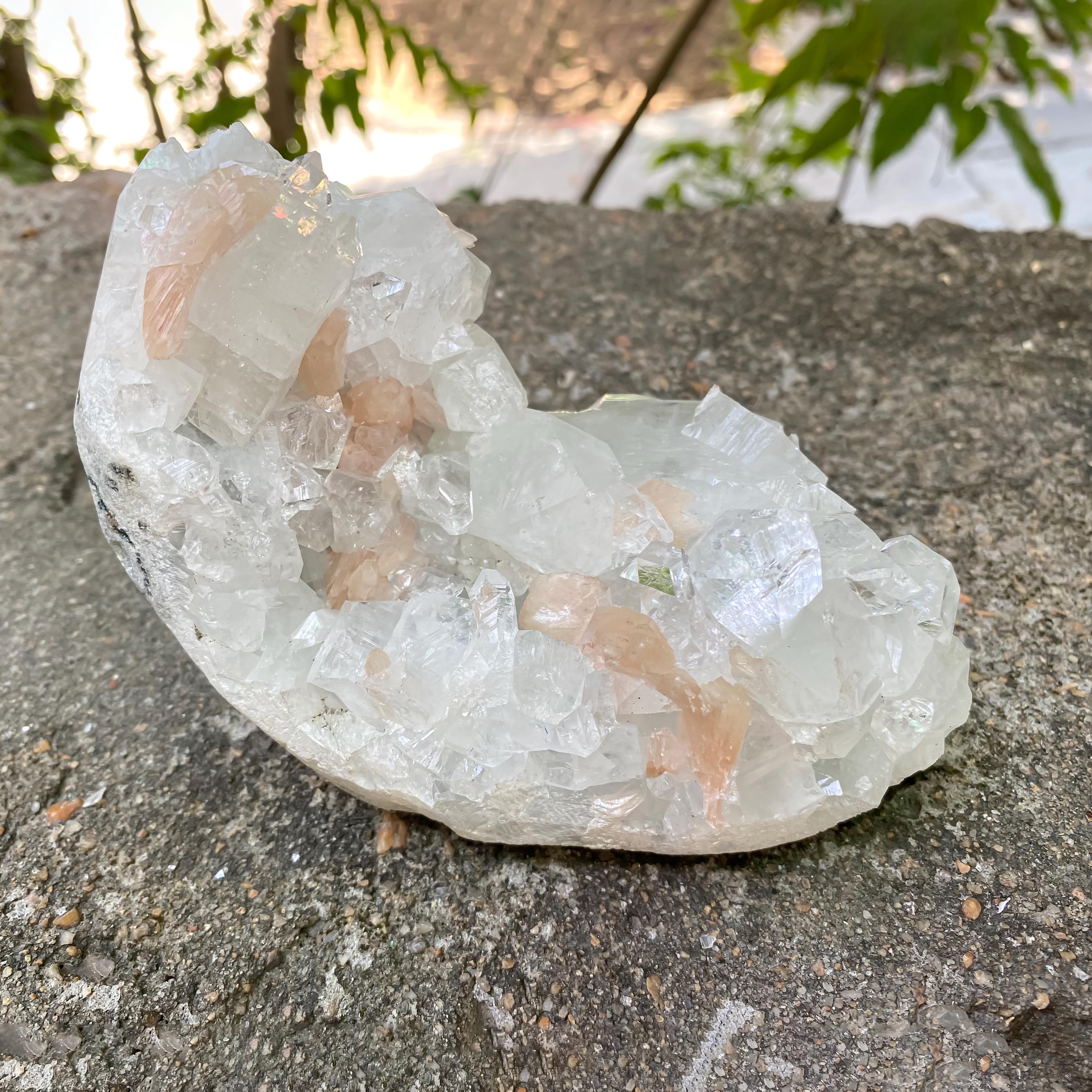 Apophyllite Crystal Cluster, Stilbite Zeolite Specimen, 610gm Cubic White Crystals Raw, White Apophyllite Zeolite Cluster