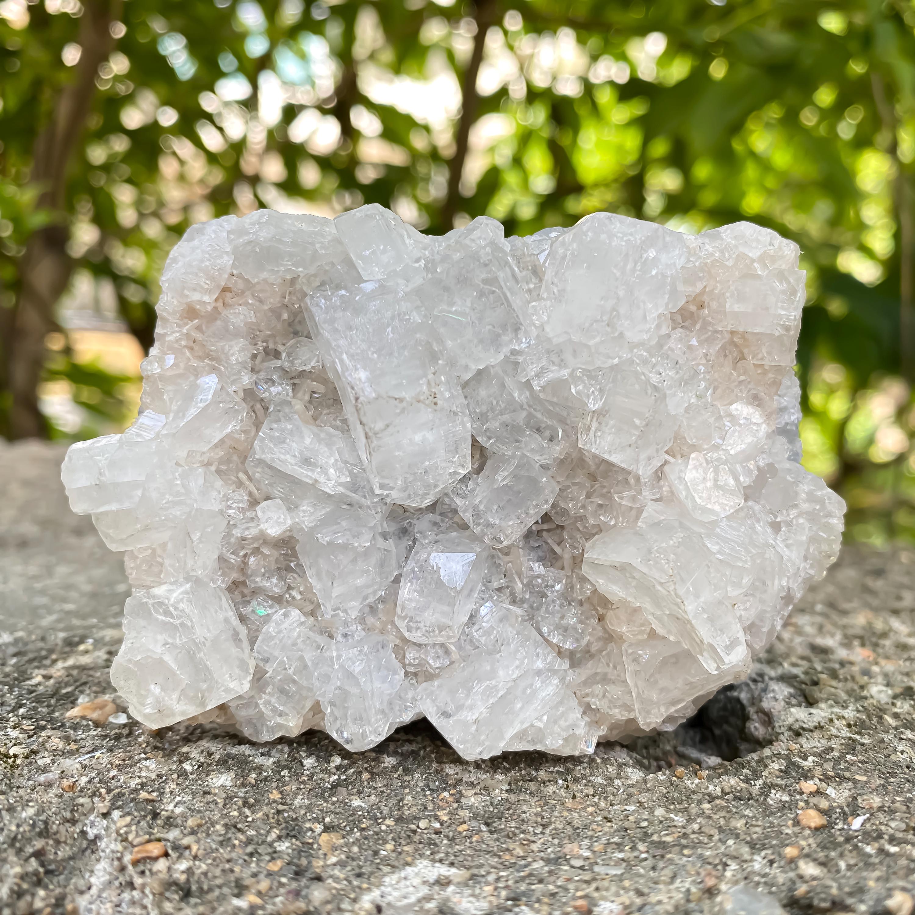 White Apophyllite Crystal Cluster: Natural Healing Stone 290gm