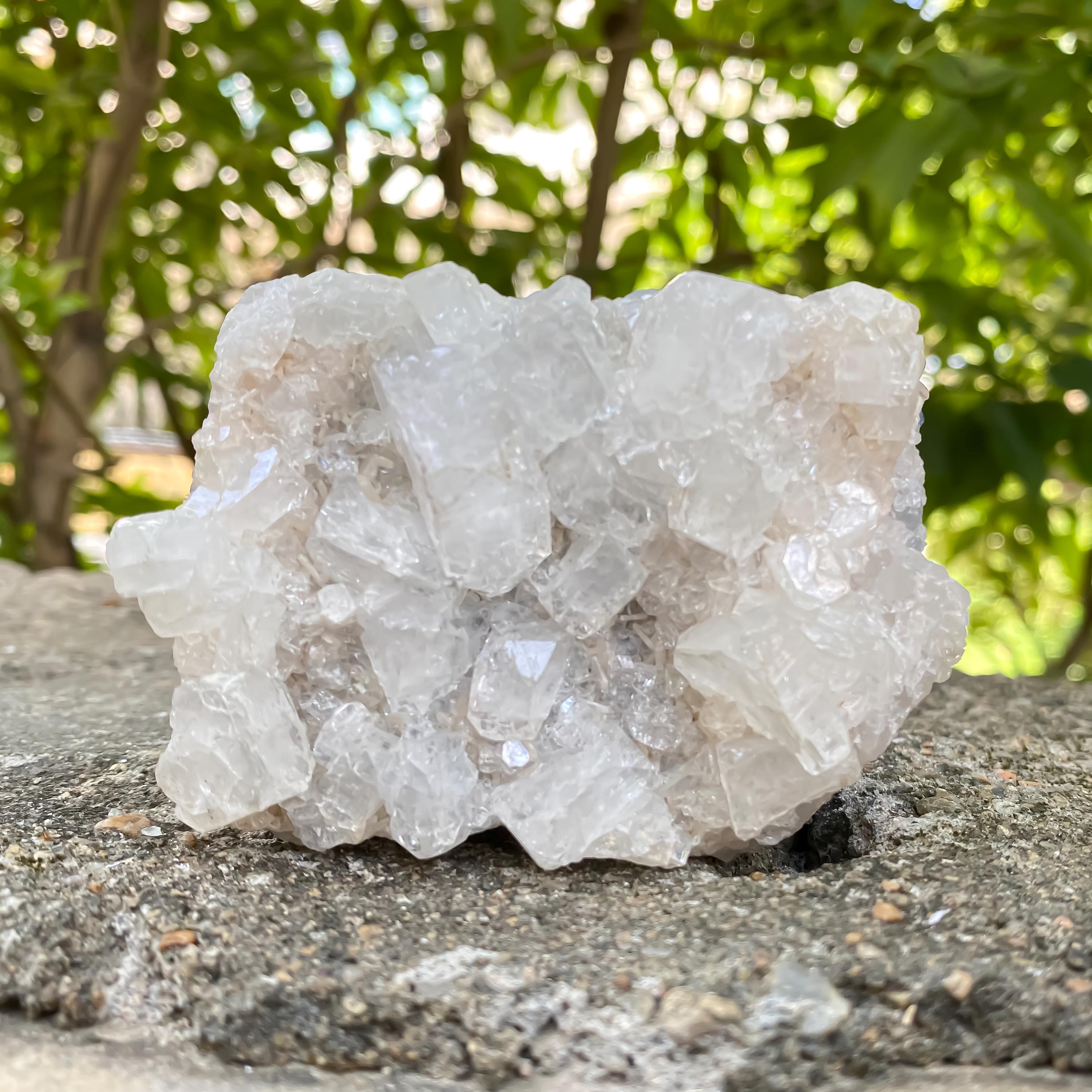 White Apophyllite Crystal Cluster: Natural Healing Stone 290gm