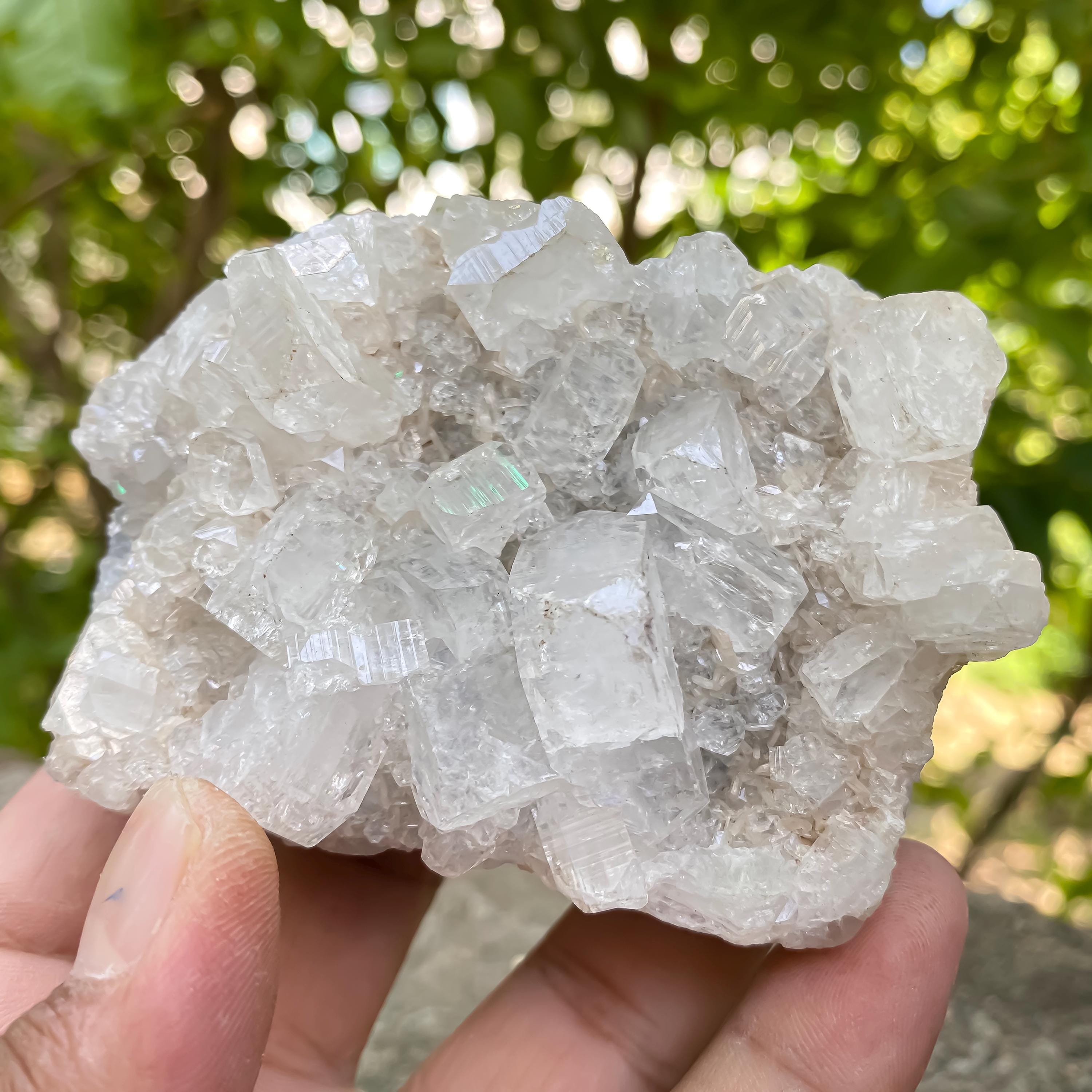 White Apophyllite Crystal Cluster: Natural Healing Stone 290gm