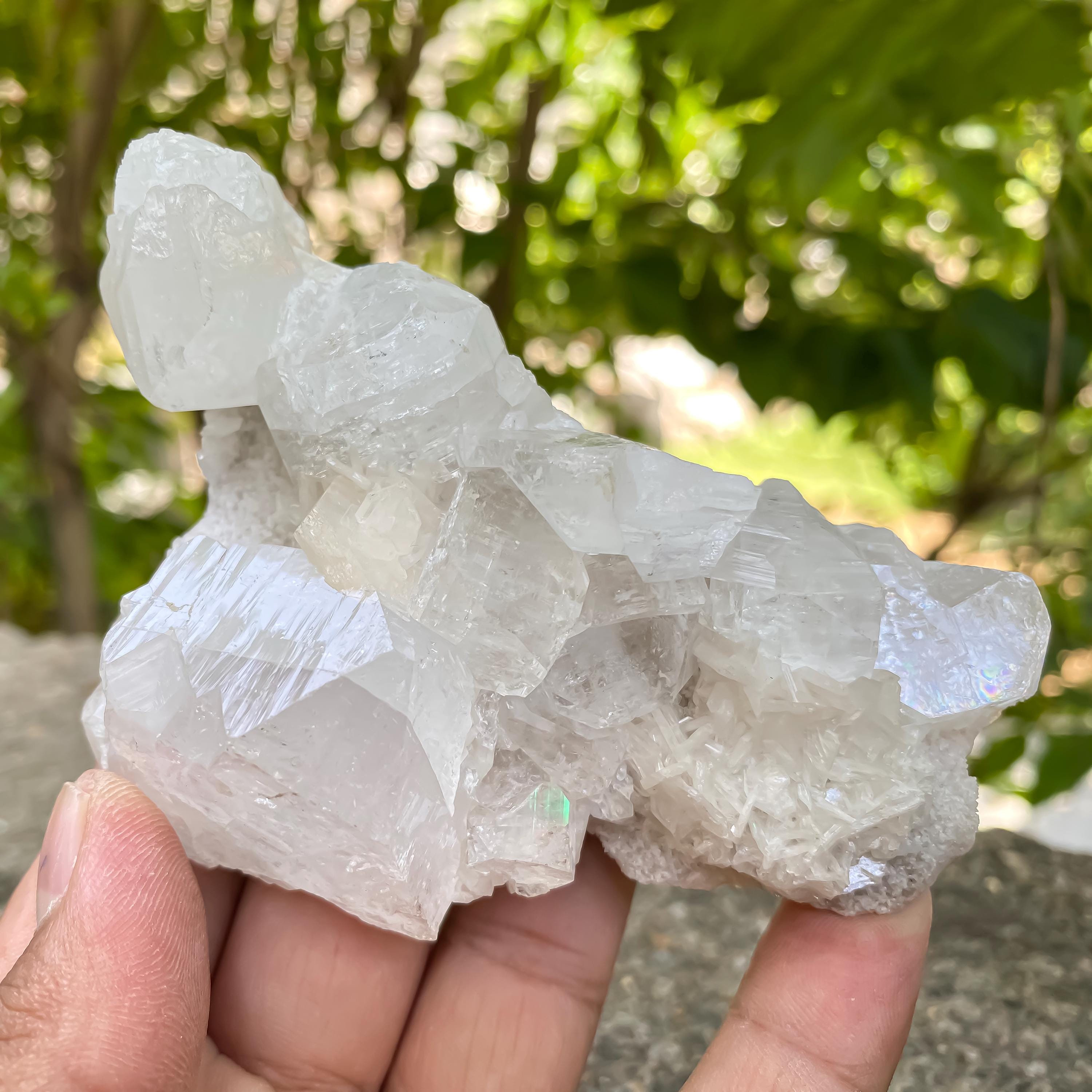 Raw White Apophyllite Cluster: 220gm Rare Crystal Specimen, Home Decor