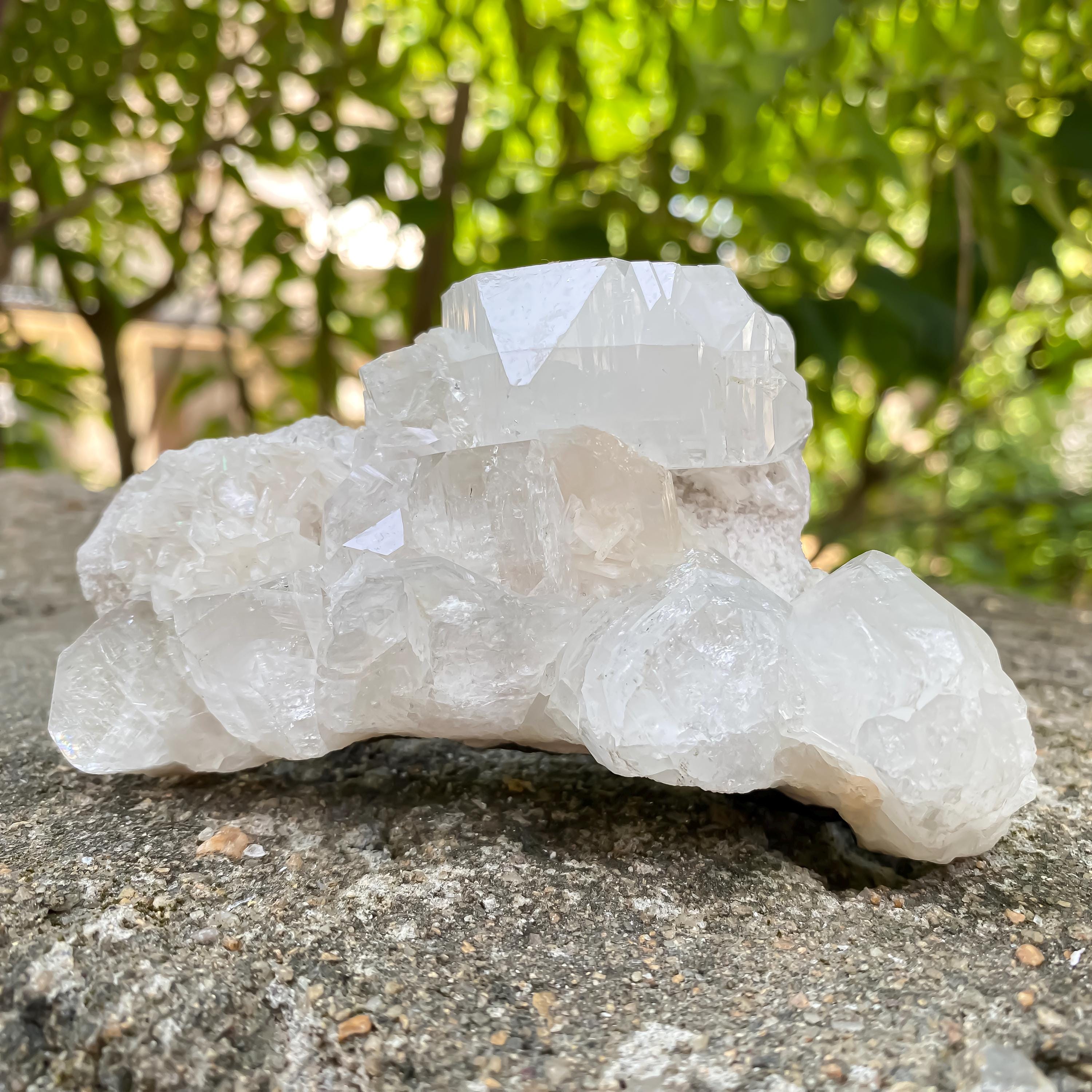 Raw White Apophyllite Cluster: 220gm Rare Crystal Specimen, Home Decor