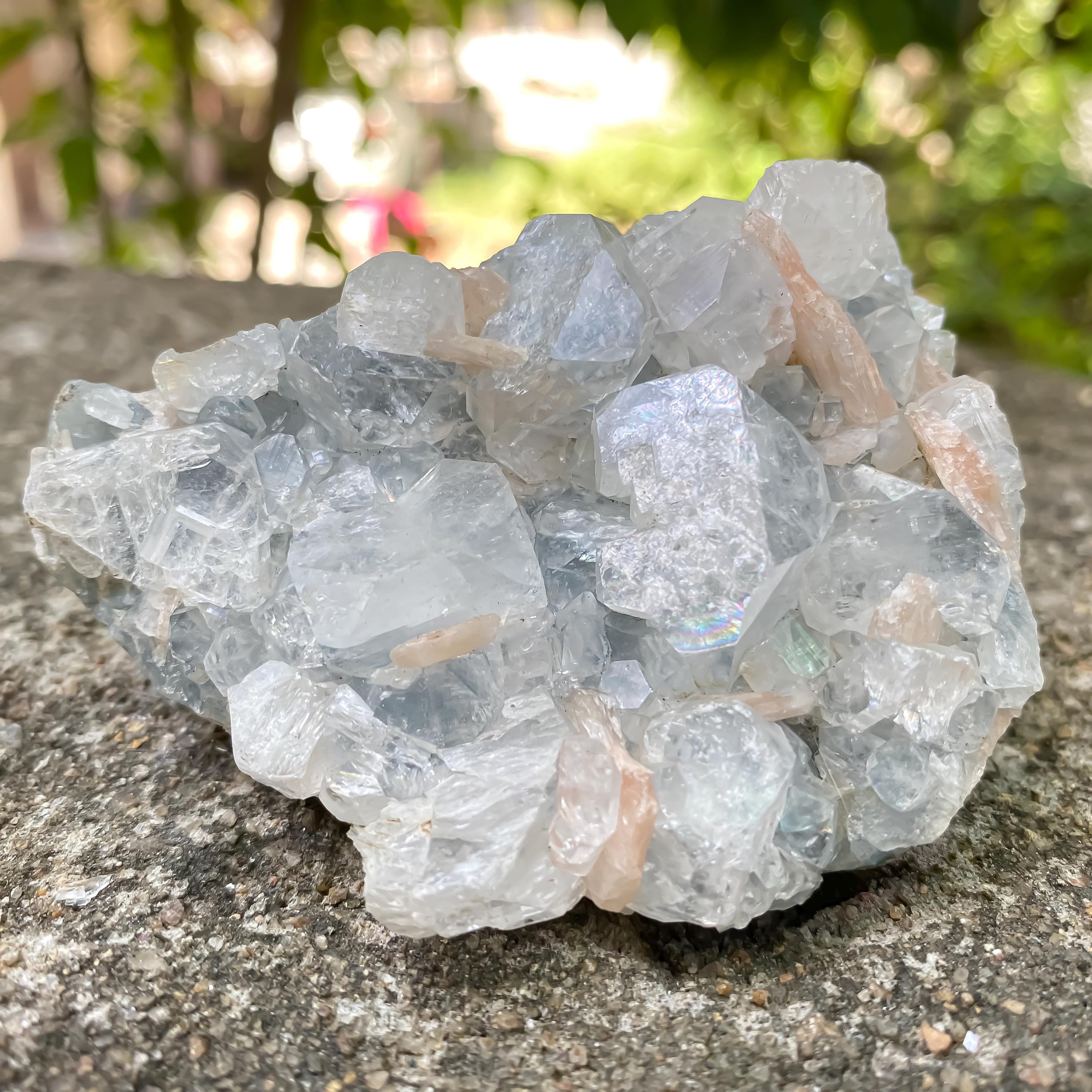 Natural Apophyllite Zeolite Cluster, Stilbite Crystal Rough  160gm High Vibration Healing Stone