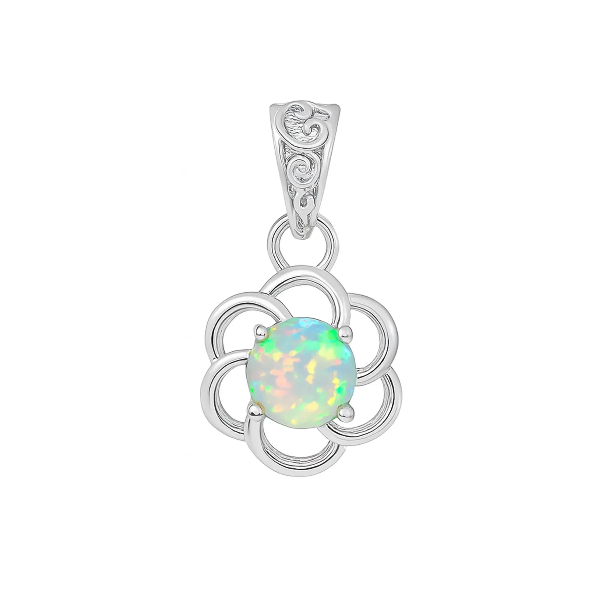 Ethiopian Opal Pendant: 925 Sterling Silver Boho Charm