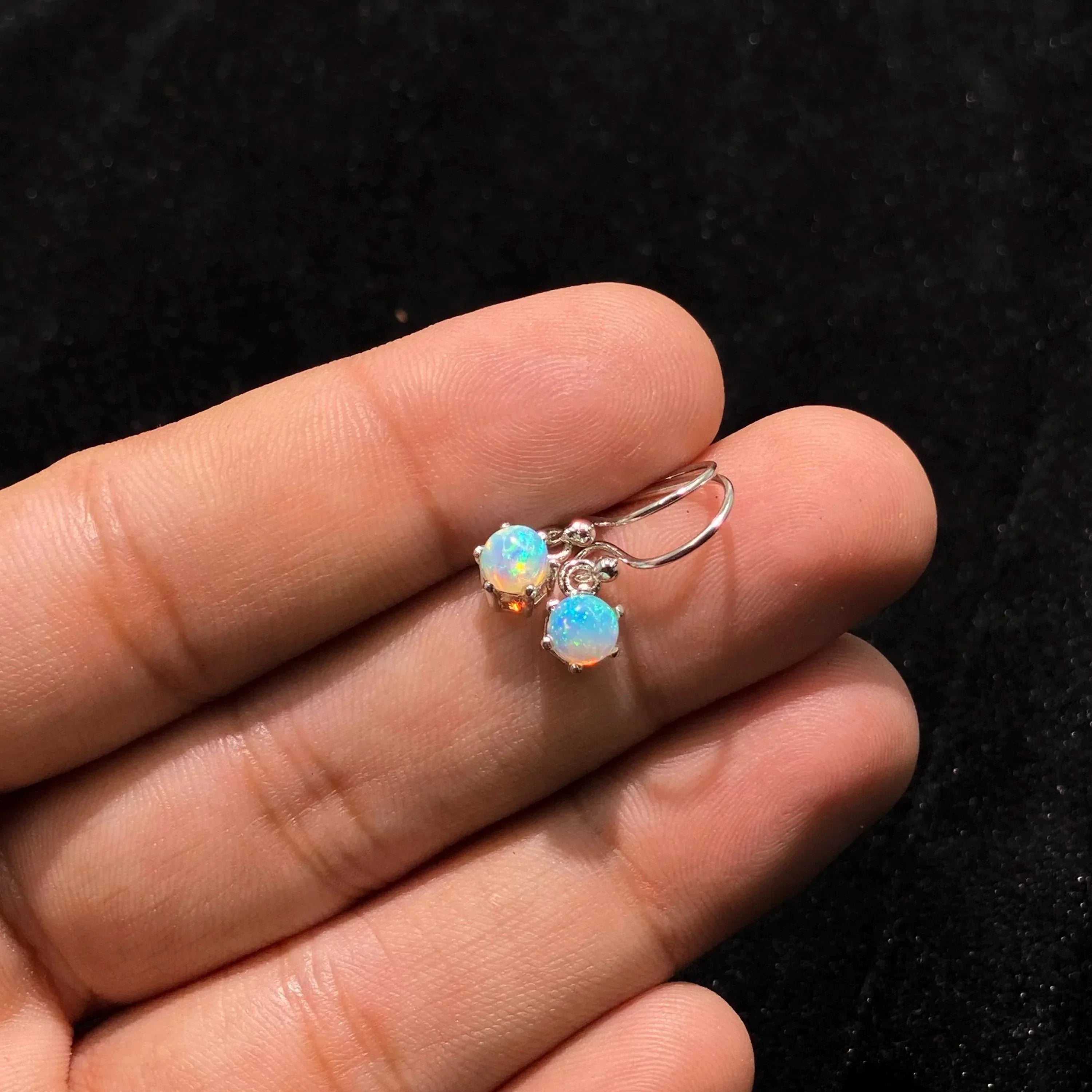 Ethiopian Opal Earrings: 925 Sterling Silver, Yellow Gold Plated 5mm
