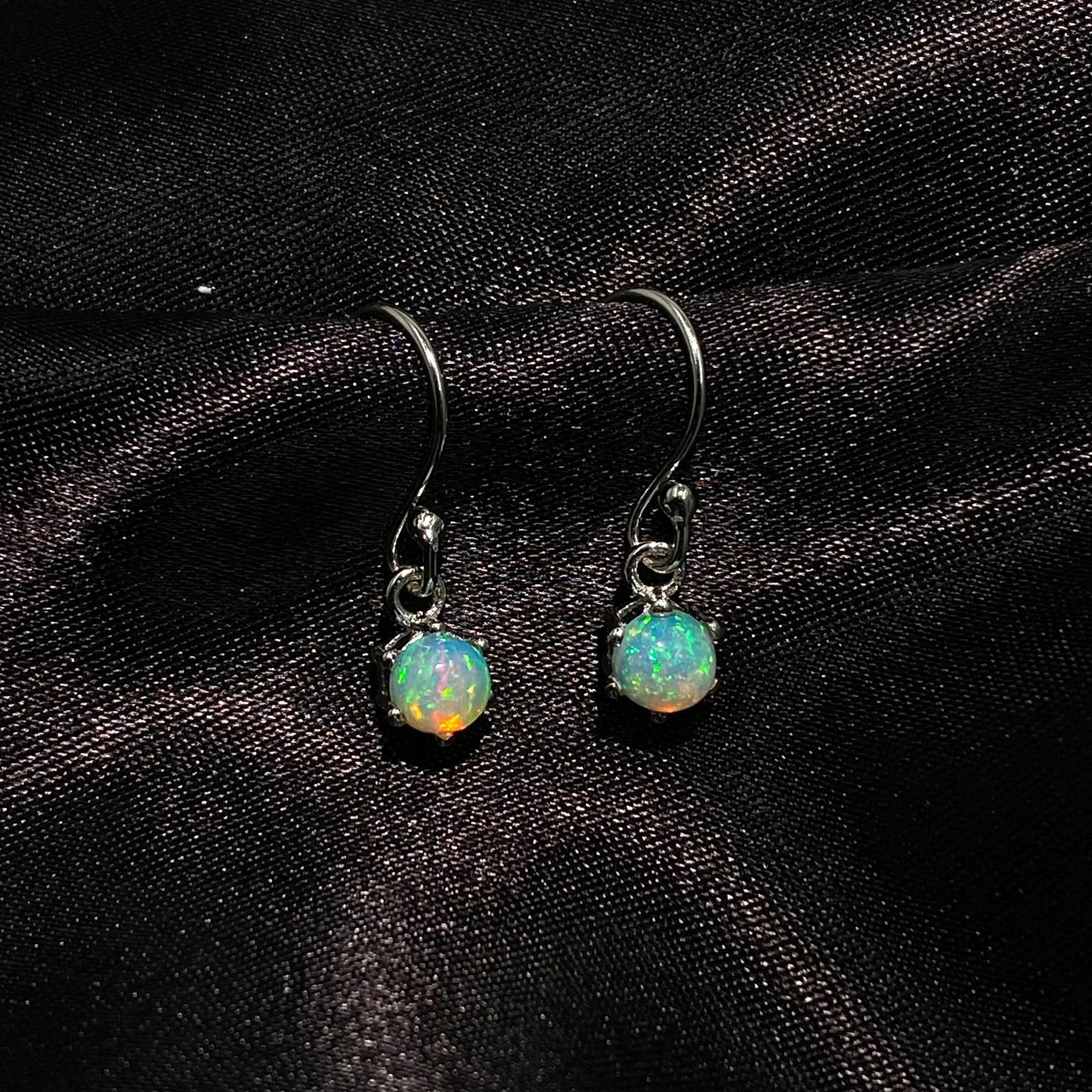 Ethiopian Opal Earrings: 925 Sterling Silver, Yellow Gold Plated 5mm