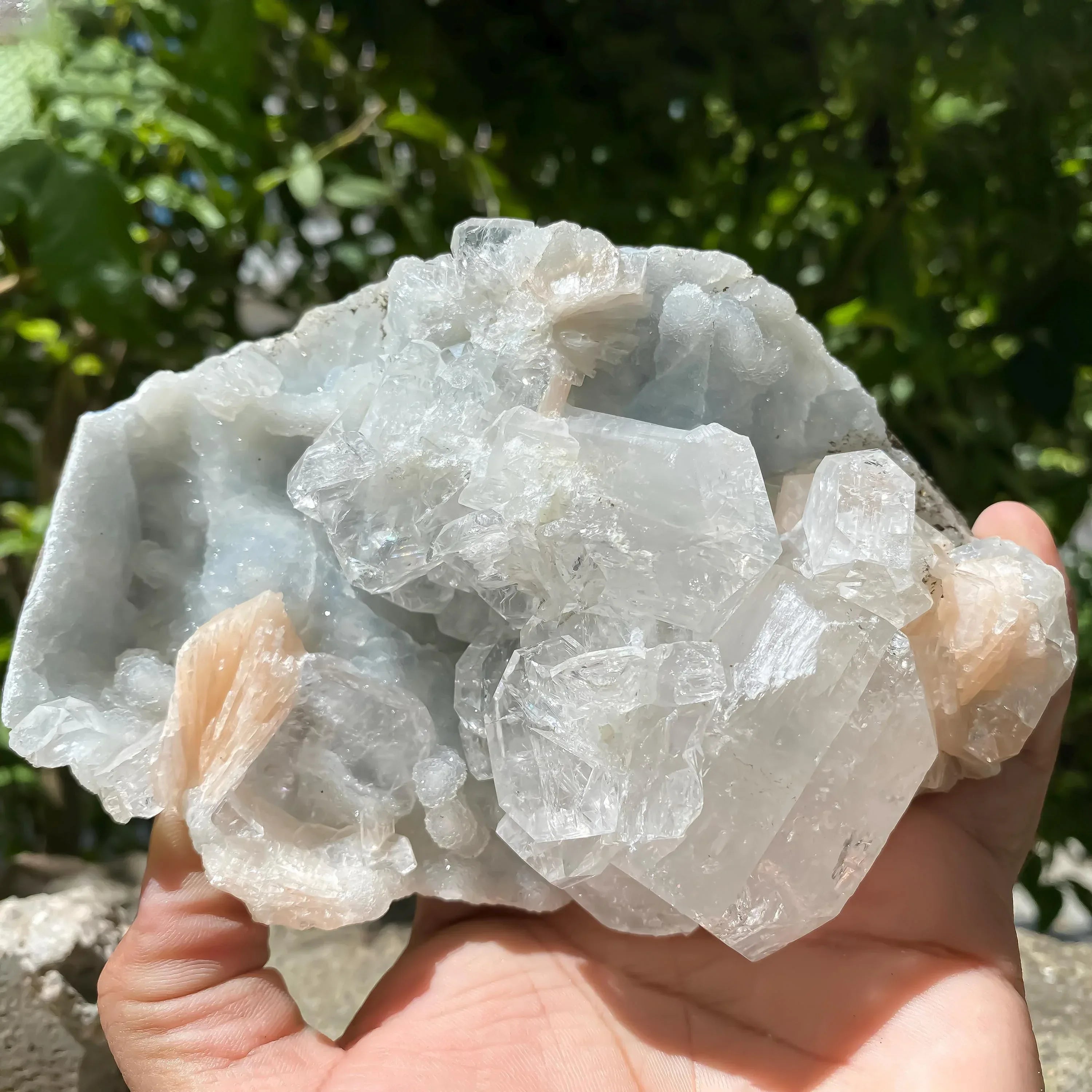 Apophyllite and Stilbite Crystal Cluster Natural Zeolite Mineral from India Healing Stone Rough 855gm Zeolite