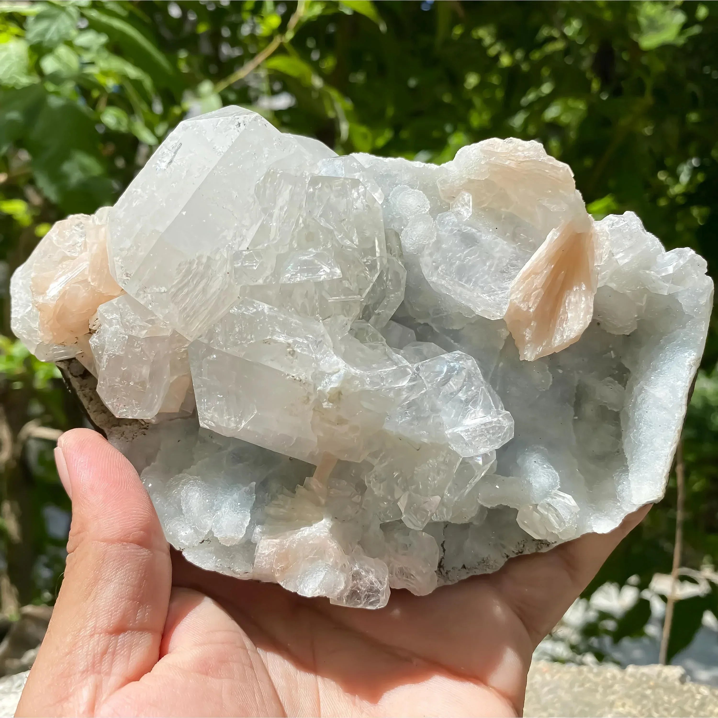 Apophyllite and Stilbite Crystal Cluster Natural Zeolite Mineral from India Healing Stone Rough 855gm Zeolite