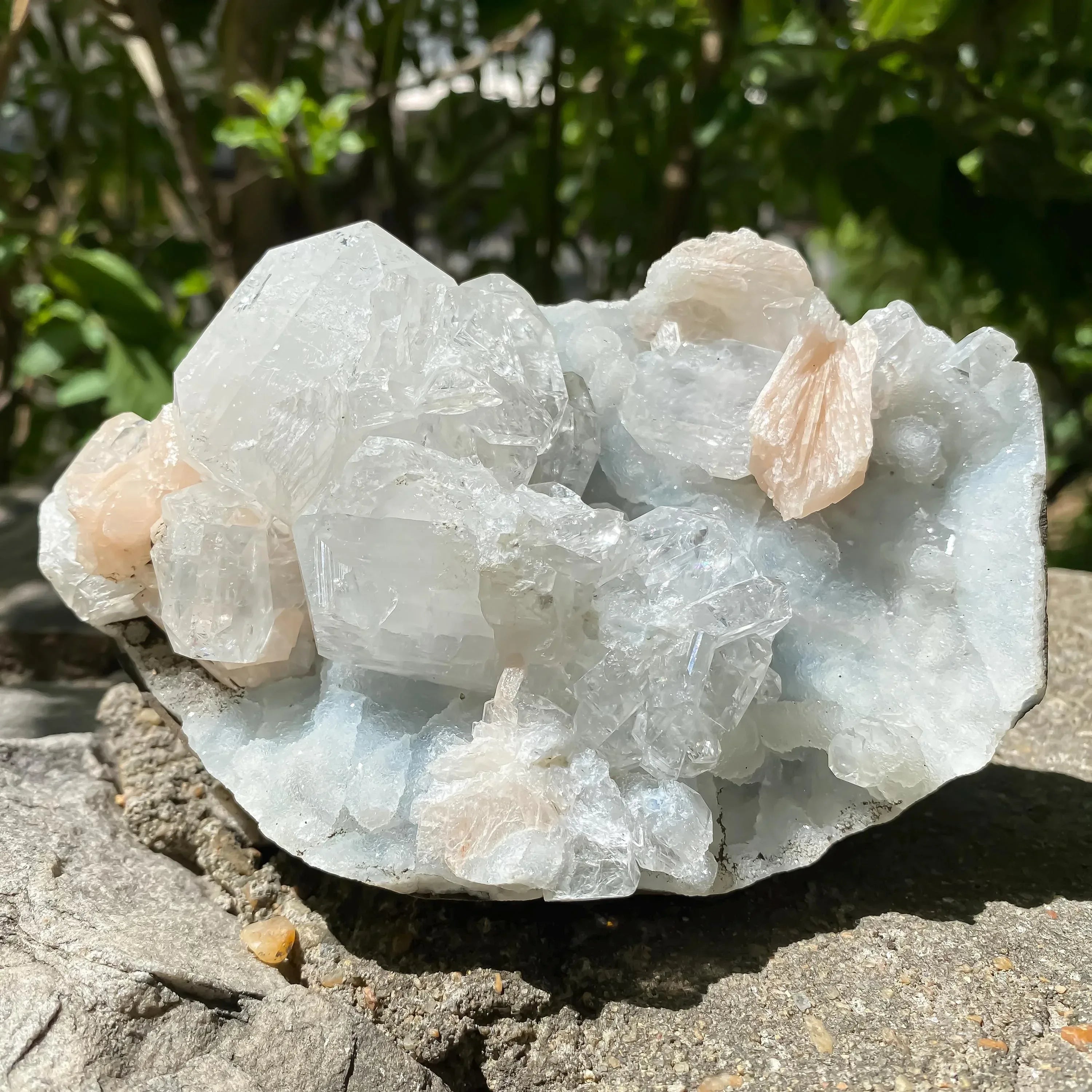 Apophyllite and Stilbite Crystal Cluster Natural Zeolite Mineral from India Healing Stone Rough 855gm Zeolite