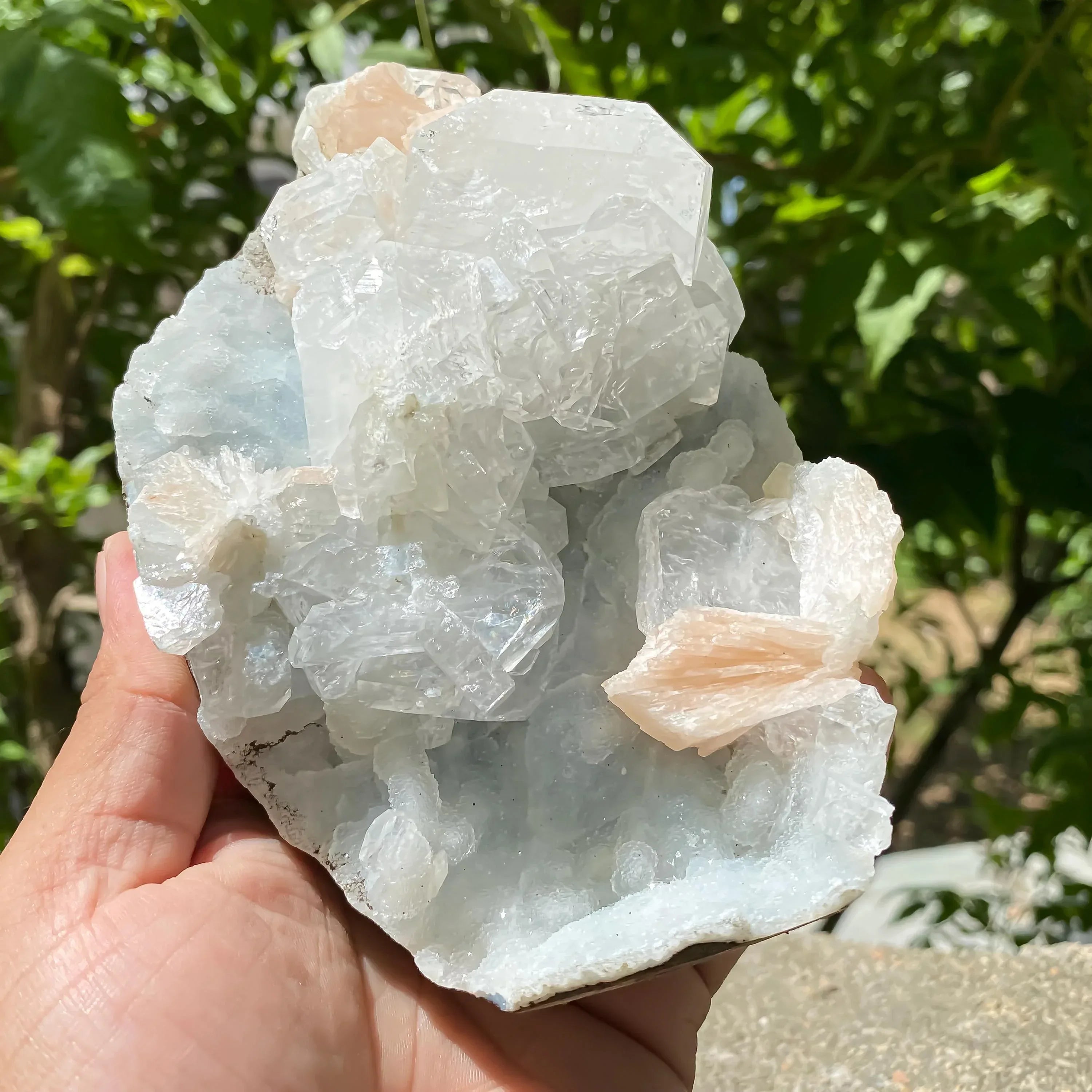 Apophyllite and Stilbite Crystal Cluster Natural Zeolite Mineral from India Healing Stone Rough 855gm Zeolite