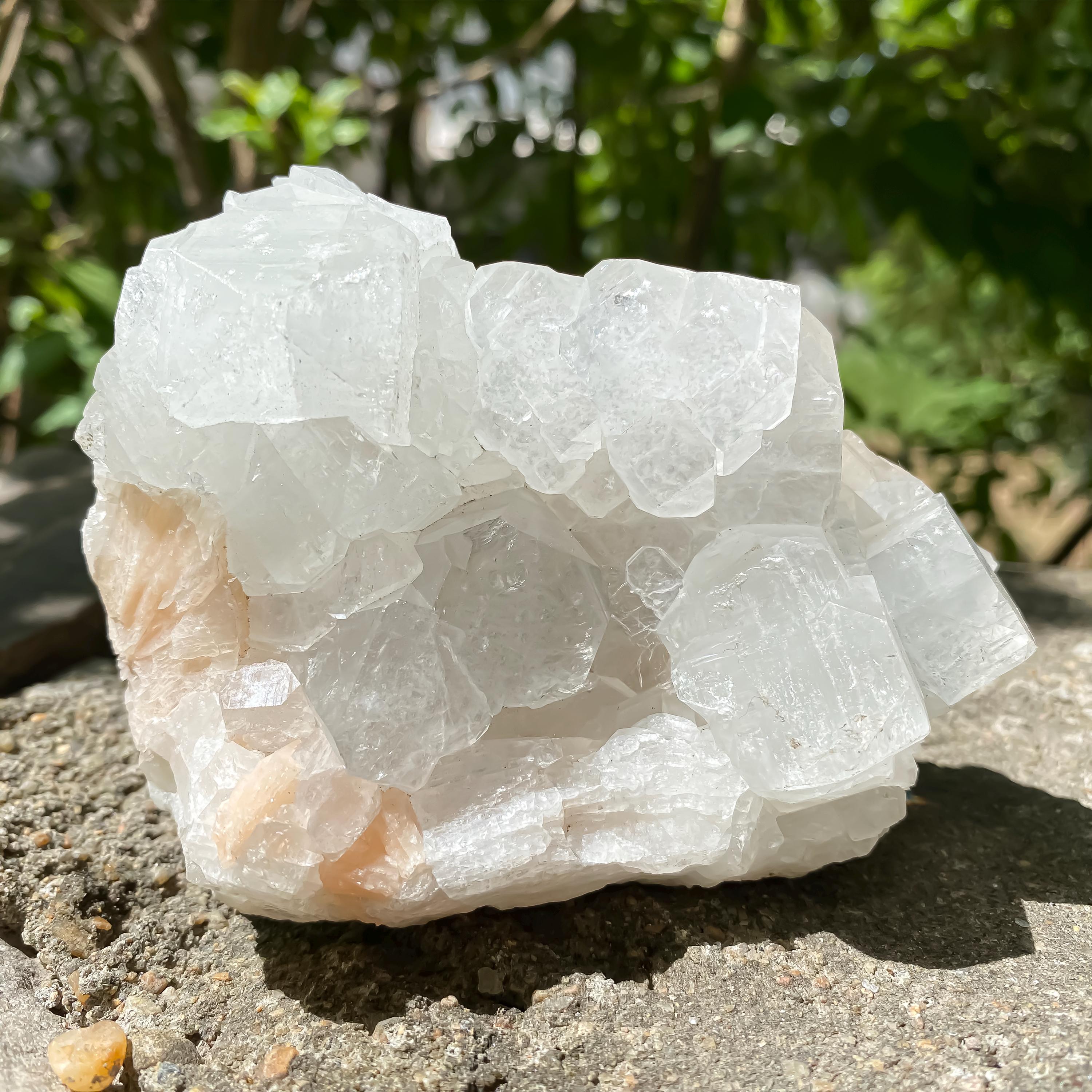 Natural Apophyllite with Stilbite Crystal Cluster  Natural Zeolite Mineral from India 365gm
