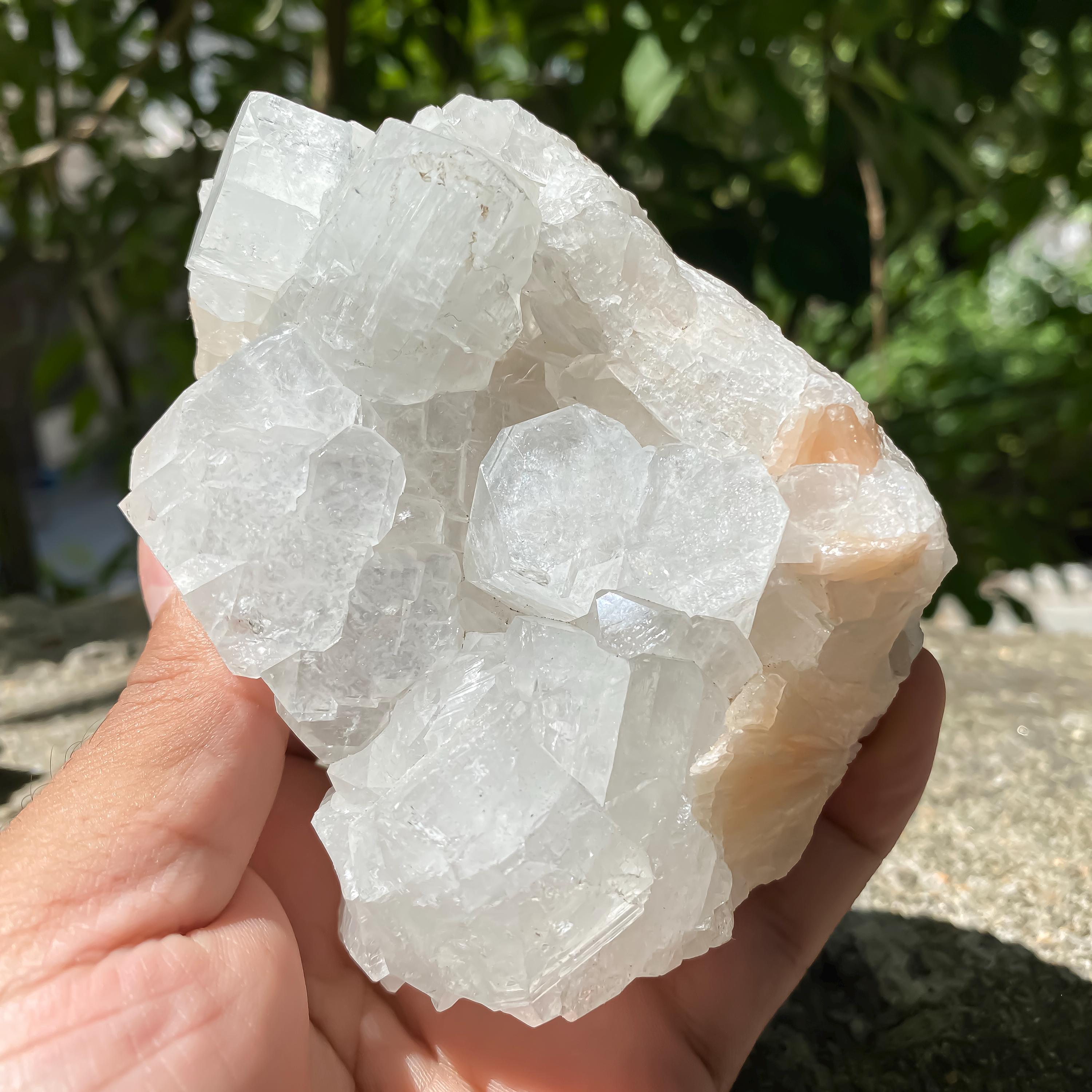 Natural Apophyllite with Stilbite Crystal Cluster  Natural Zeolite Mineral from India 365gm