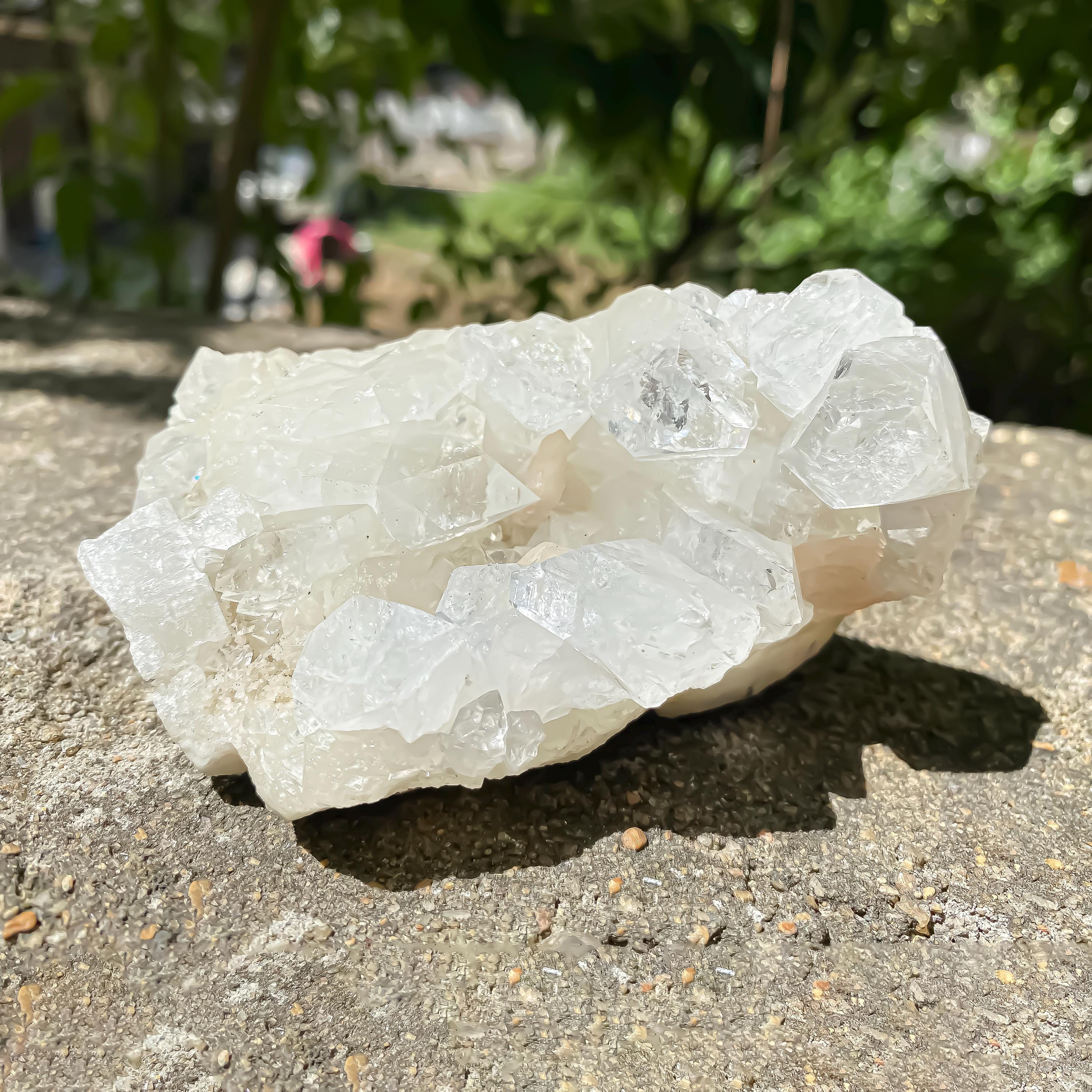 Natural Apophyllite Cluster Geode | 350gm Sparkling Crystal Points, Healing Stone, Mineral Specimen