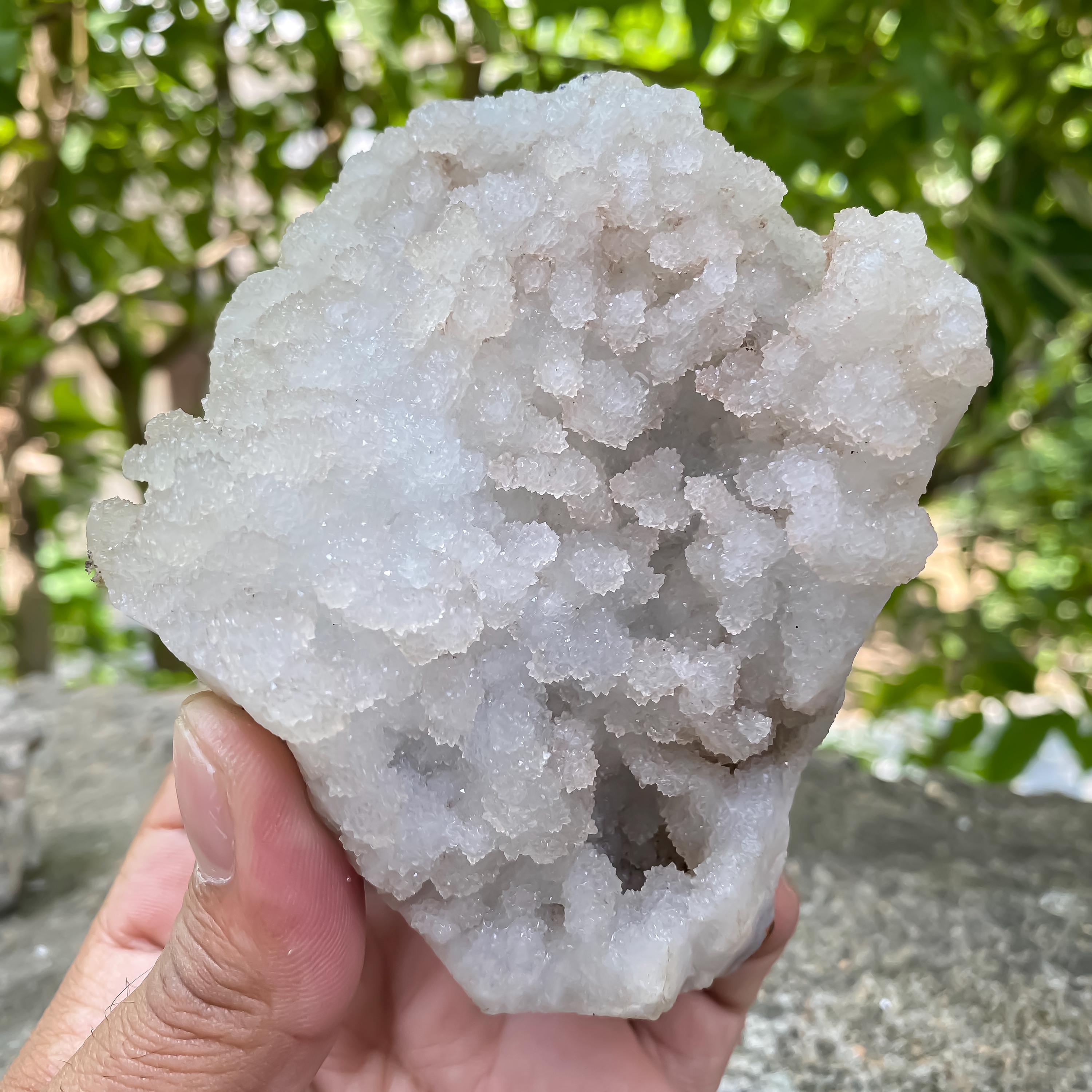 Natural Chalcedony & Apophyllite Cluster  High Energy Healing Crystal, Mineral Specimen, Reiki Stone Crystal 450gm
