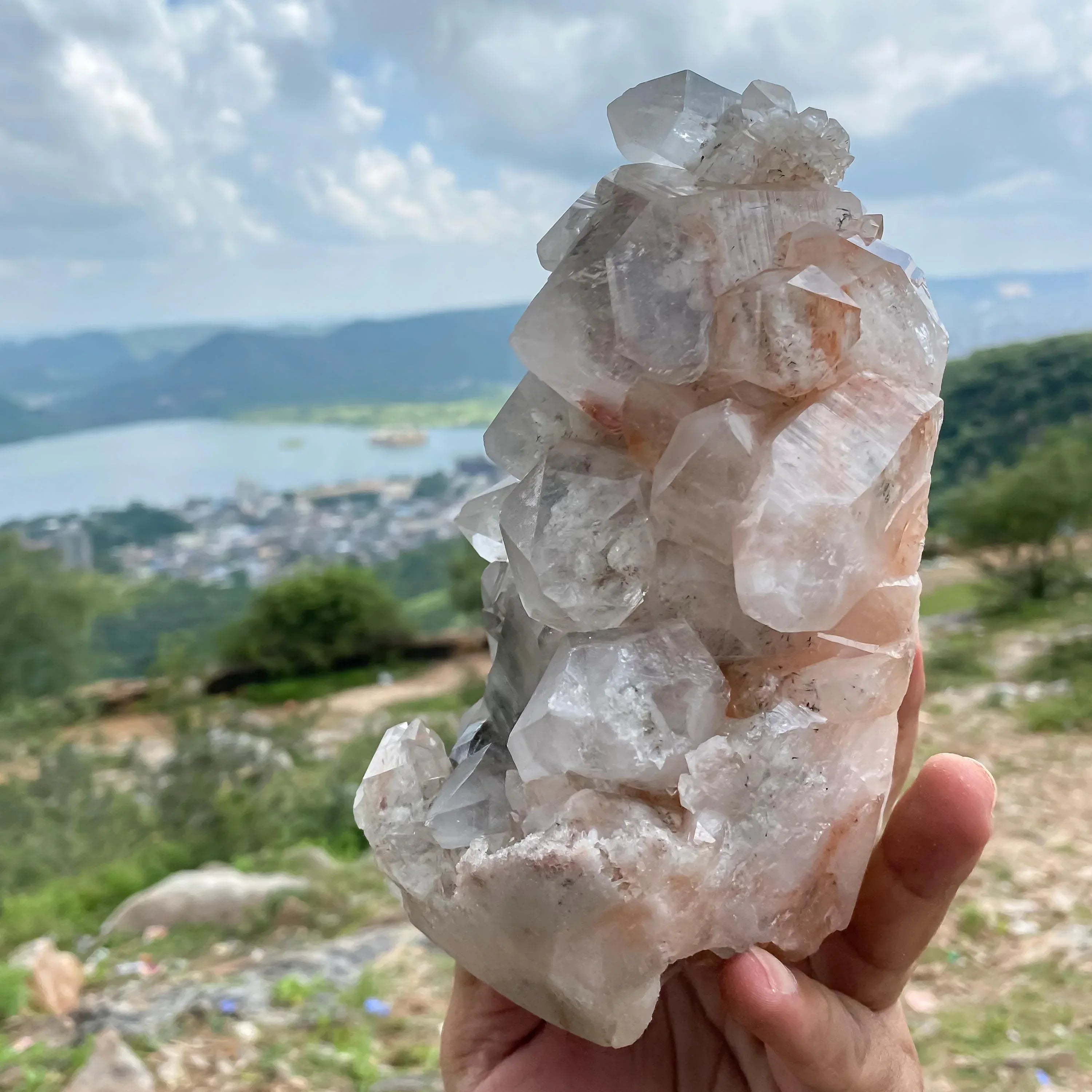 Green Phantom Pink Quartz Crystal Point: Spiritual Healing Stone Himalayan Quartz