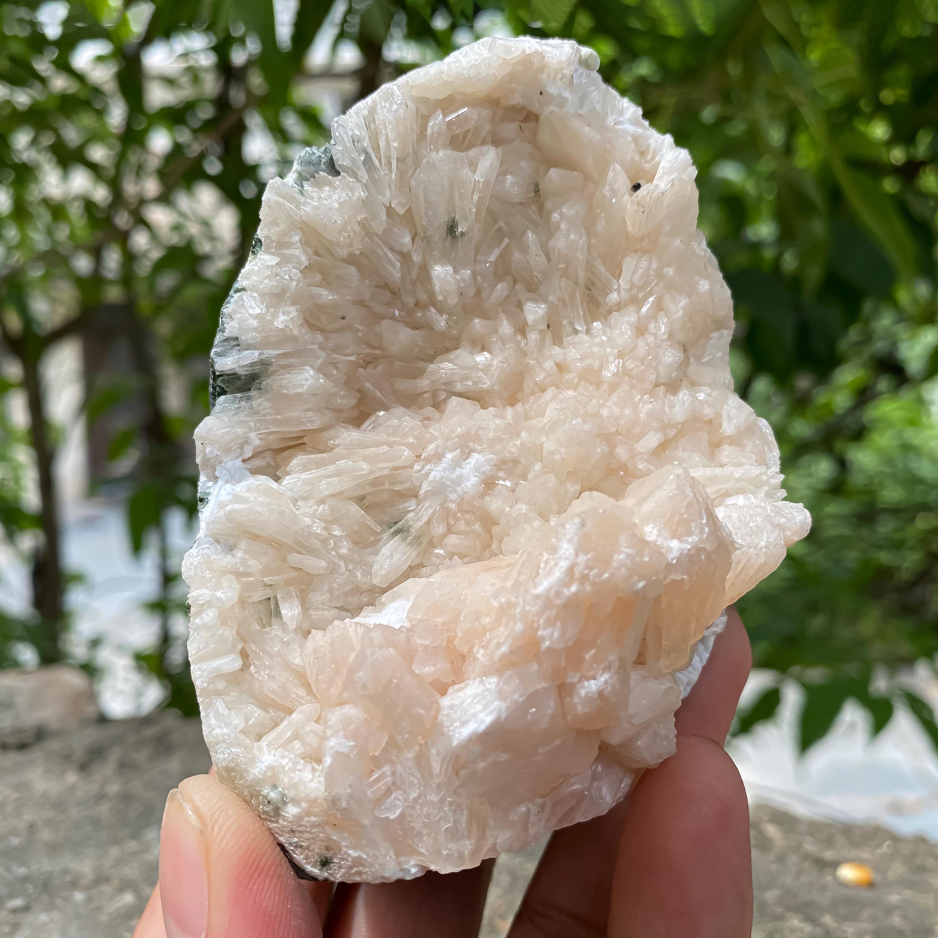 Peach Stilbite Apophyllite Cluster: Raw Healing Crystal Display 350gm
