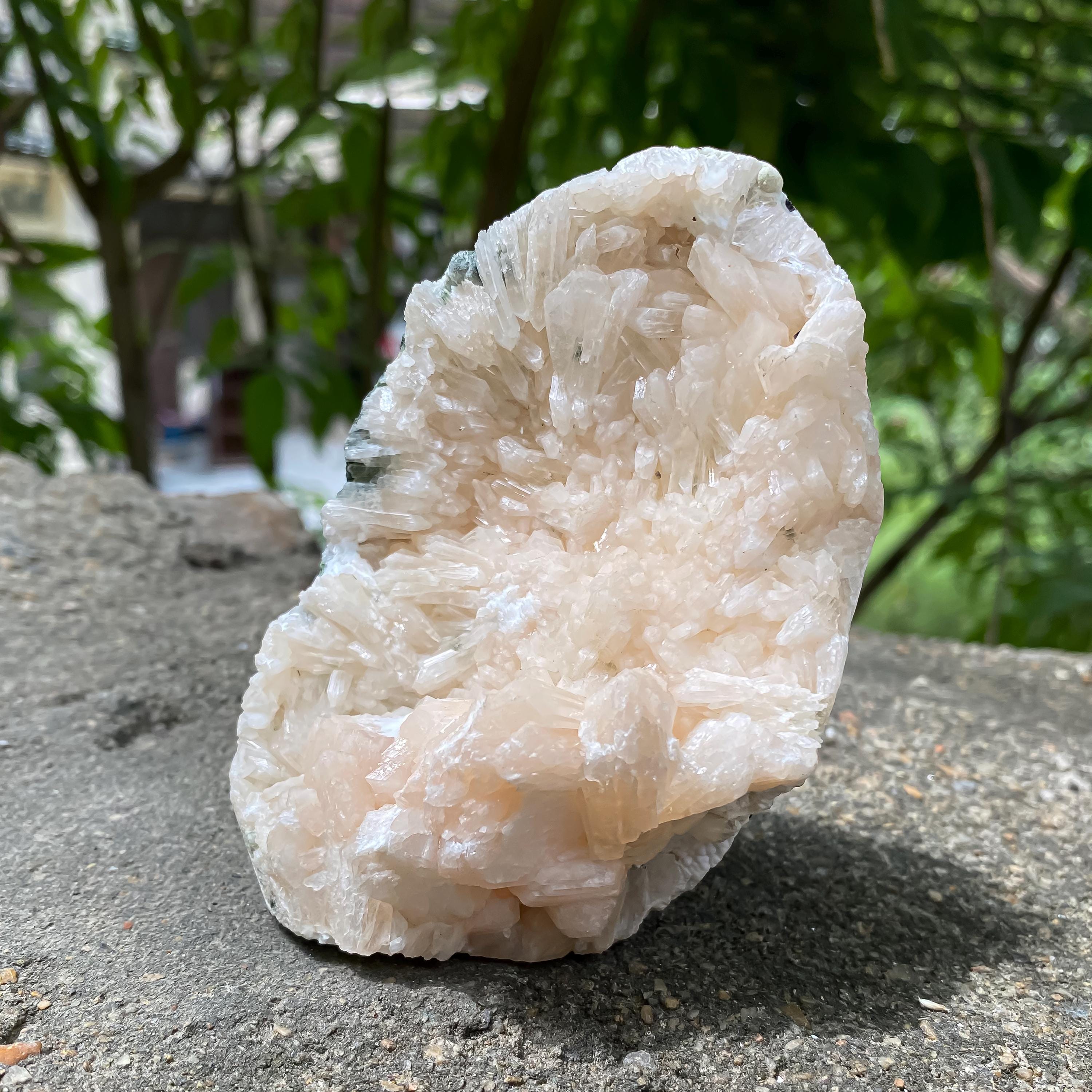 Peach Stilbite Apophyllite Cluster: Raw Healing Crystal Display 350gm