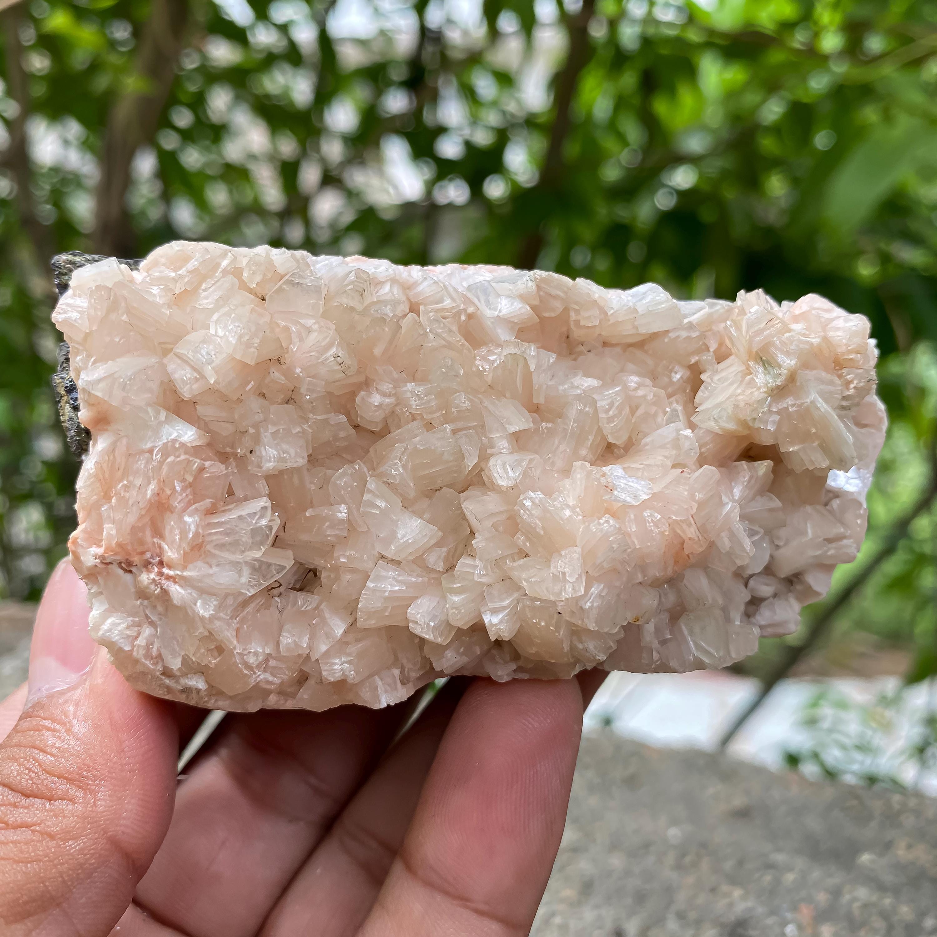 Standing Stilbite Apophyllite Specimen: Natural India Mineral Collection Rough 205gm