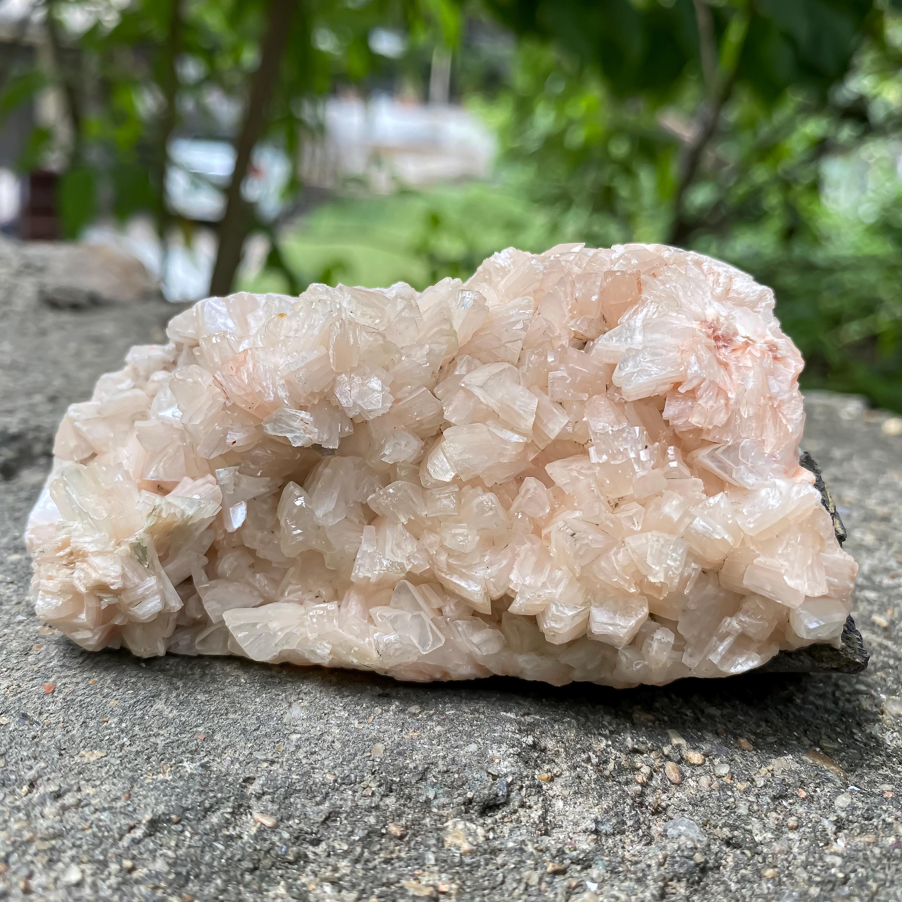Standing Stilbite Apophyllite Specimen: Natural India Mineral Collection Rough 205gm