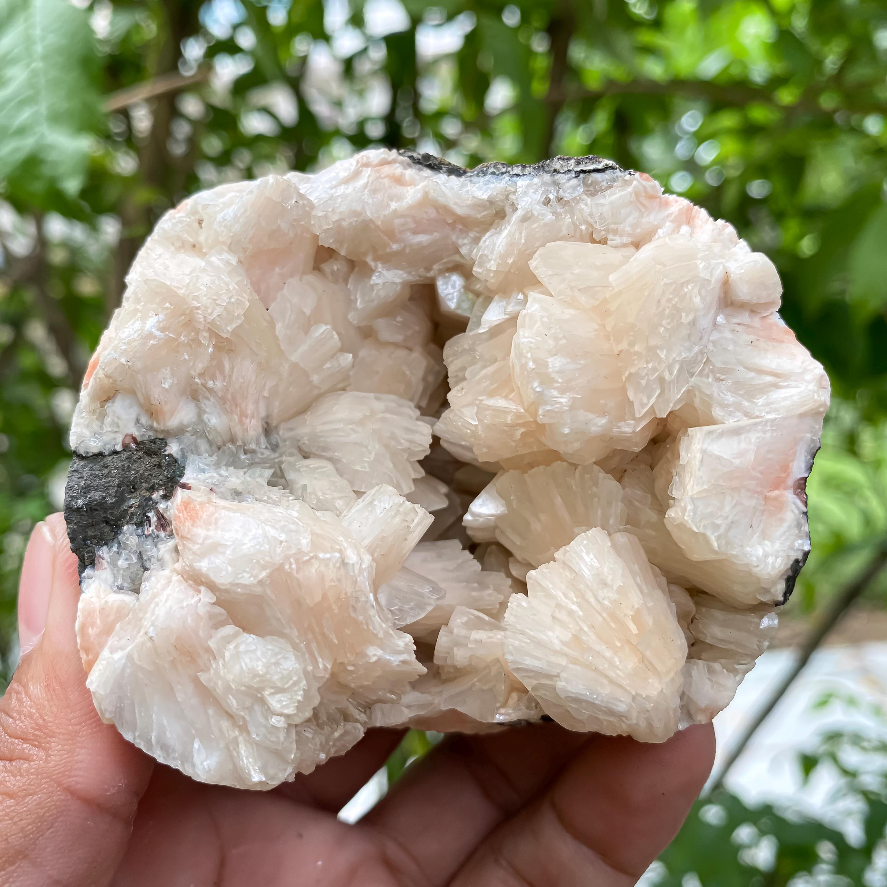 Healing Crystal Geode  300gm Natural Stillbite Apophyllite Rough Cluster for Reiki, Spiritual Energy Minerals