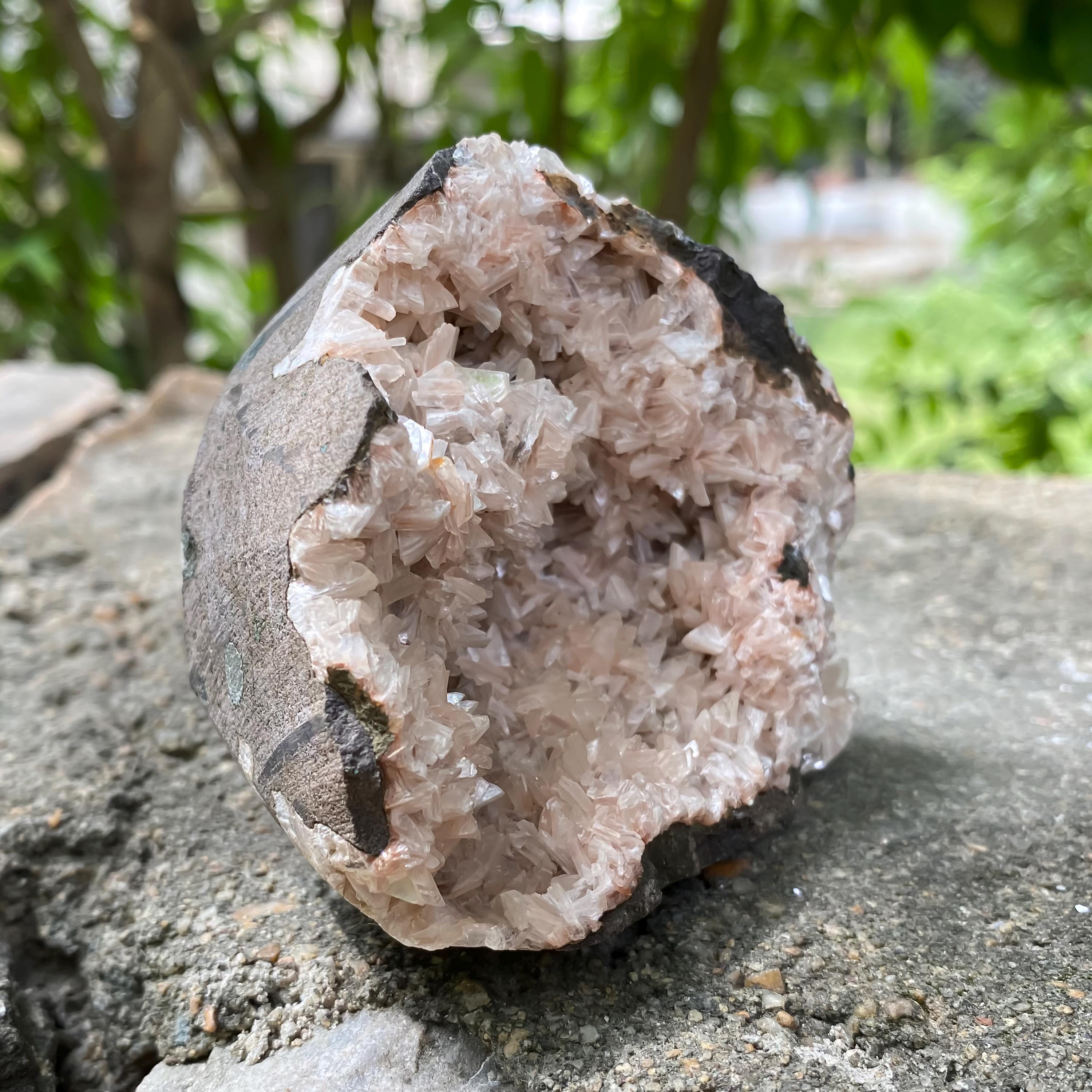 Natural Apophyllite & Stilbite Geode Specimen: 335gm Natural Mineral Collection Rough