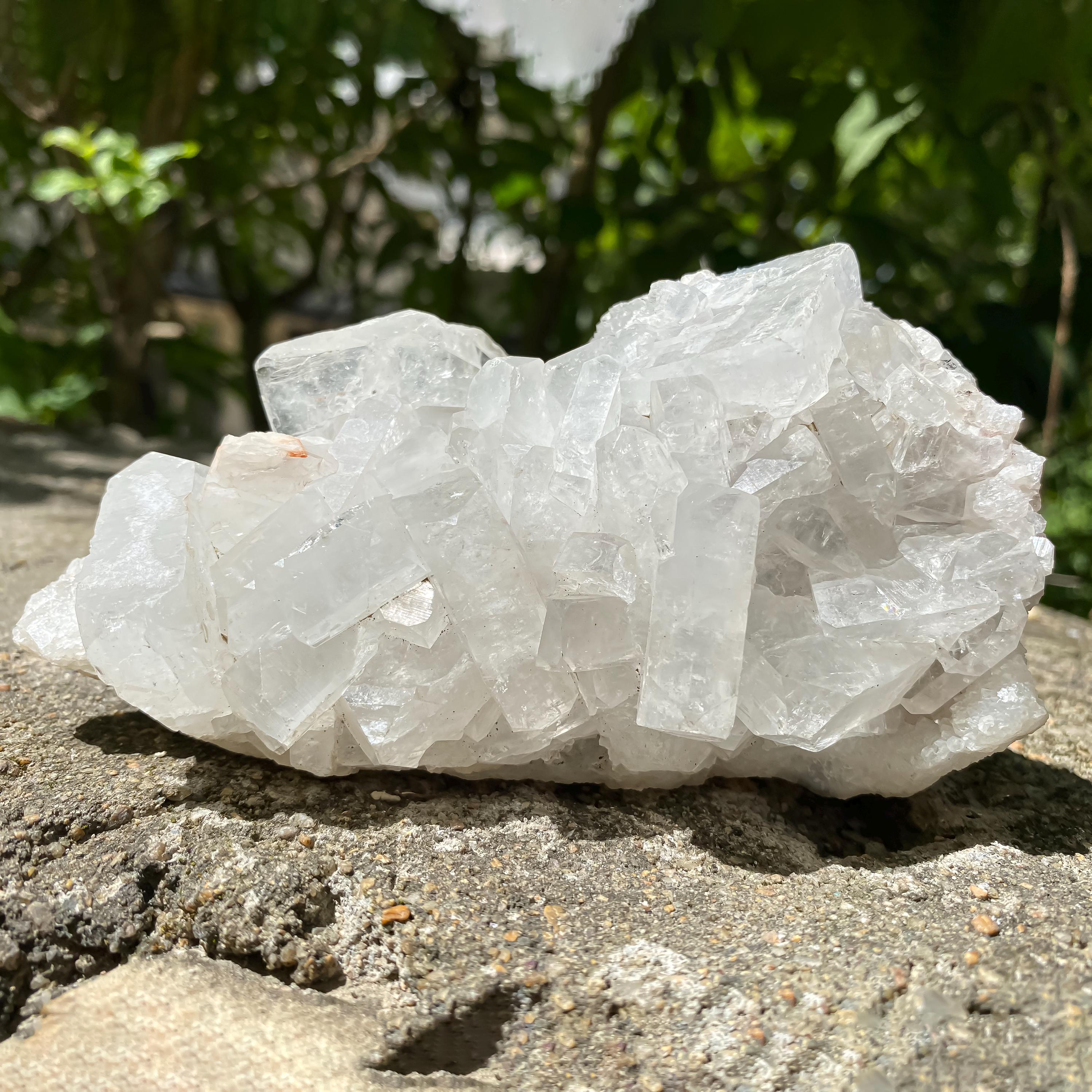 Natural White Apophyllite Crystal Cluster: Reiki Healing Stone 420gm