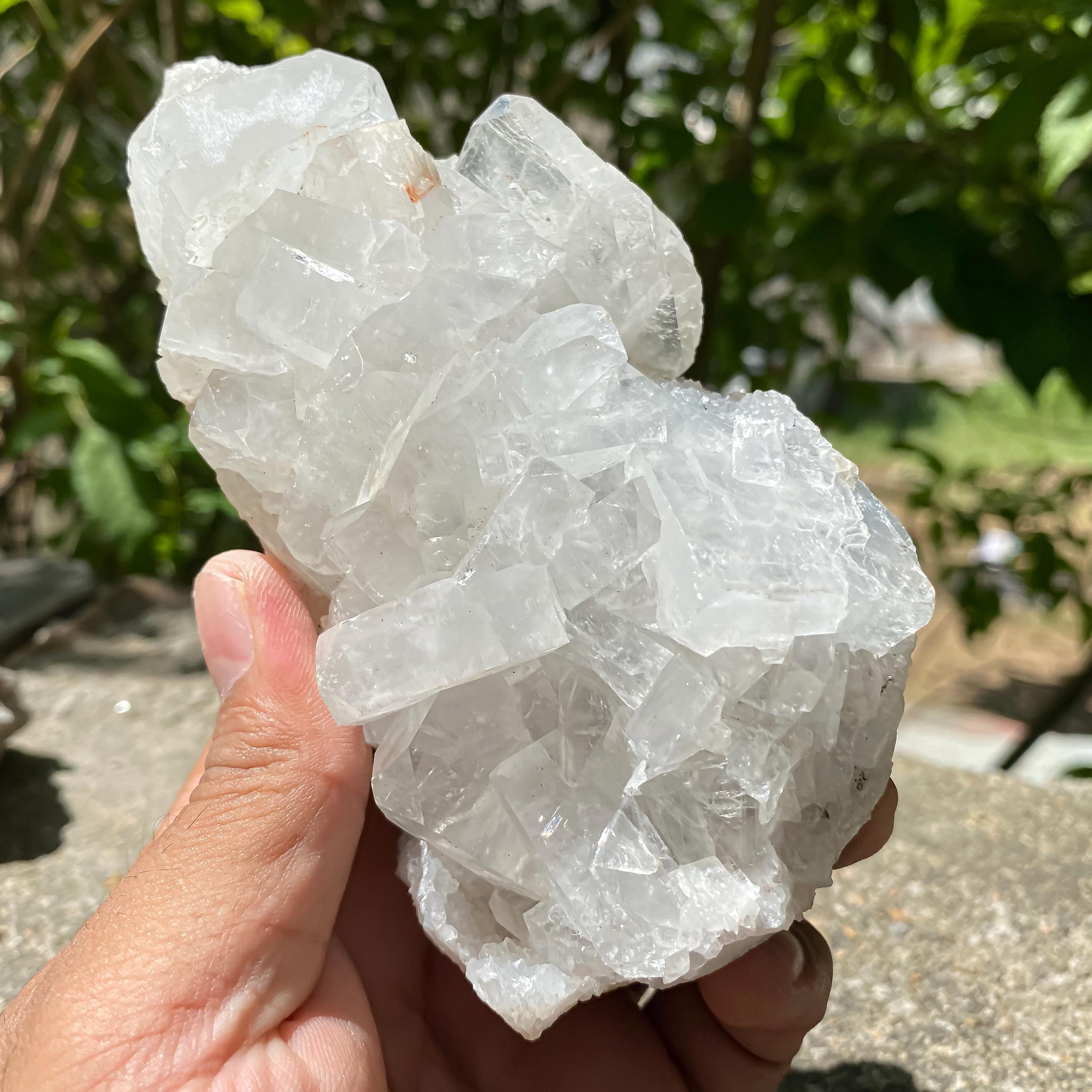 Natural White Apophyllite Crystal Cluster: Reiki Healing Stone 420gm