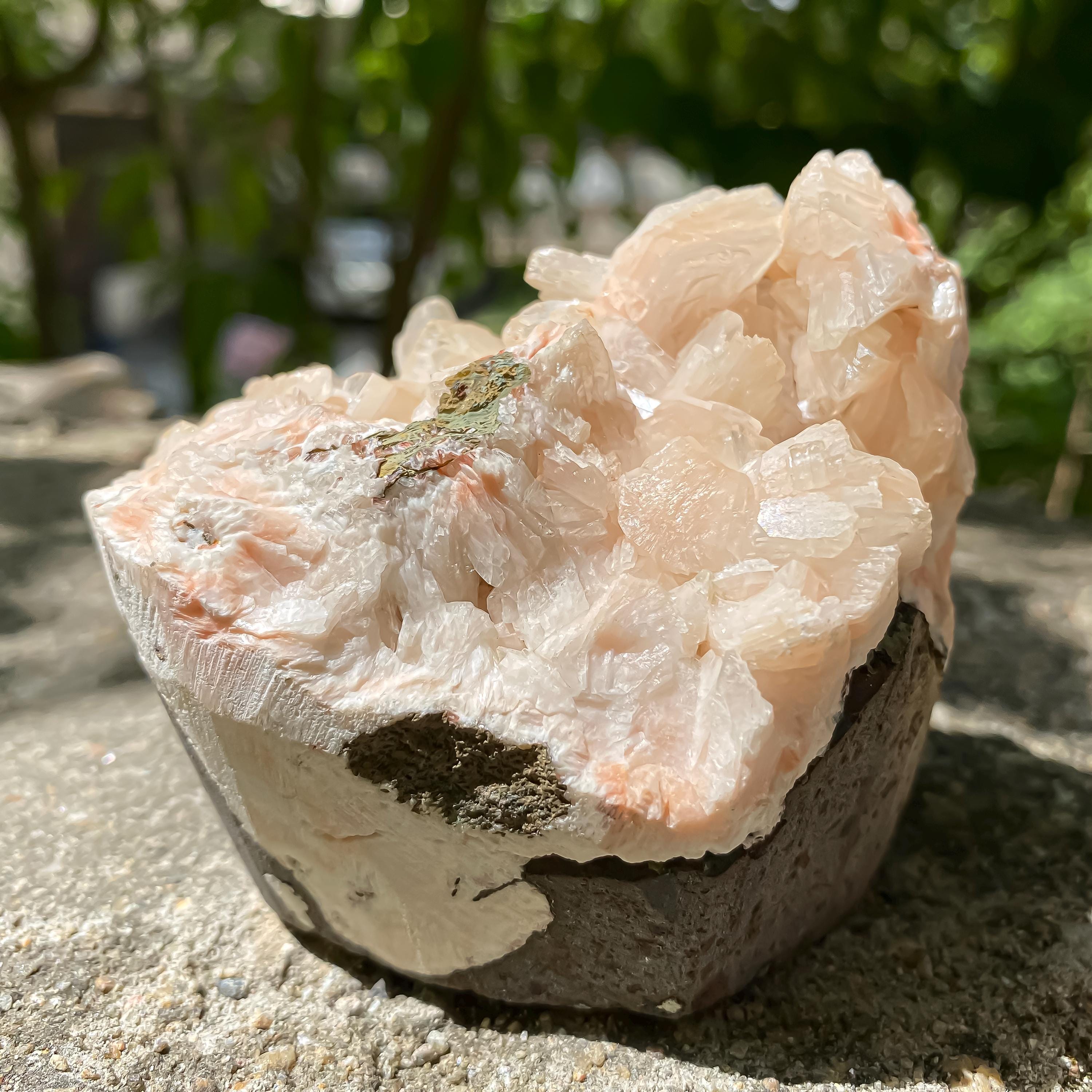 Peach Stilbite Apophyllite Cluster: Raw Healing Crystal, Reiki Decor 350gm