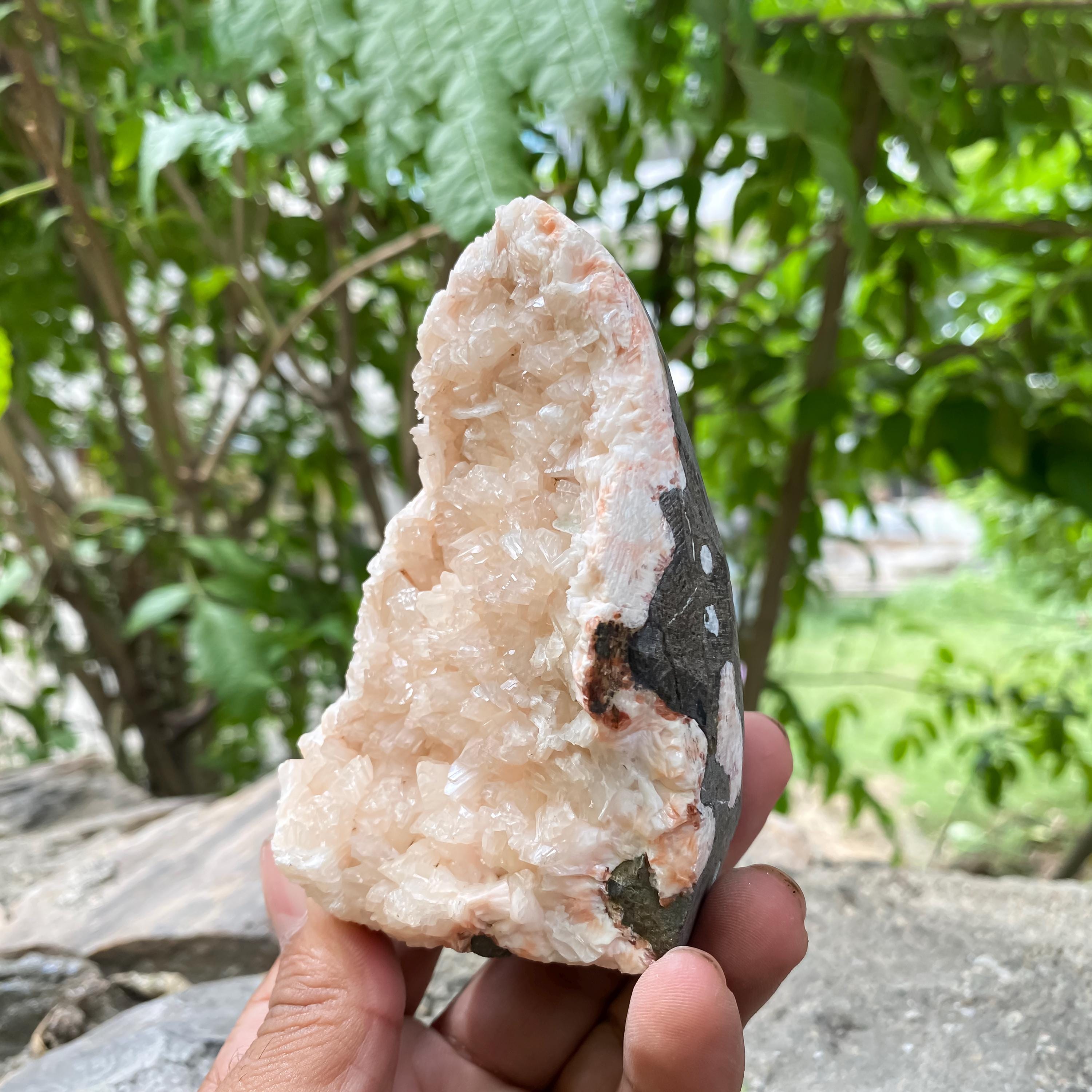 Natural Peach Stilbite & Apophyllite Cluster  385gm Sparkling Crystal Specimen Minerals Rough