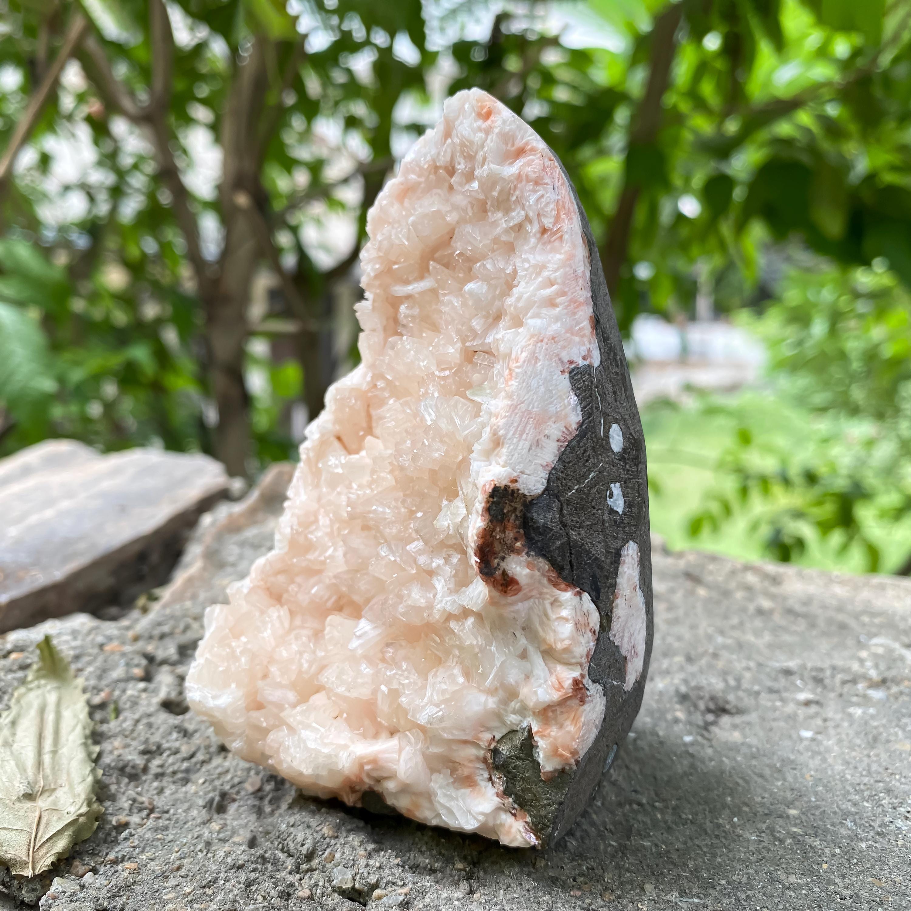 Natural Peach Stilbite & Apophyllite Cluster  385gm Sparkling Crystal Specimen Minerals Rough