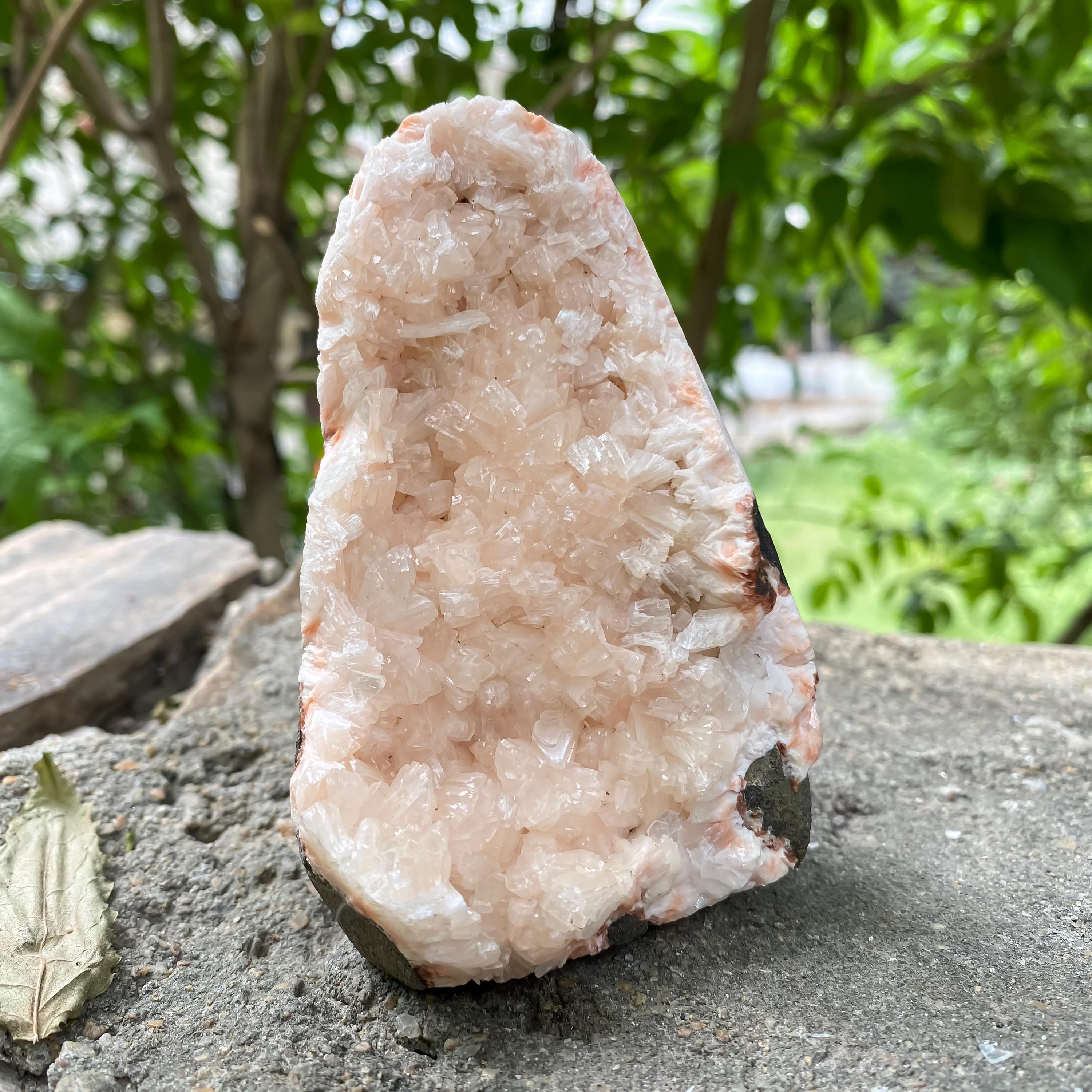 Natural Peach Stilbite & Apophyllite Cluster  385gm Sparkling Crystal Specimen Minerals Rough