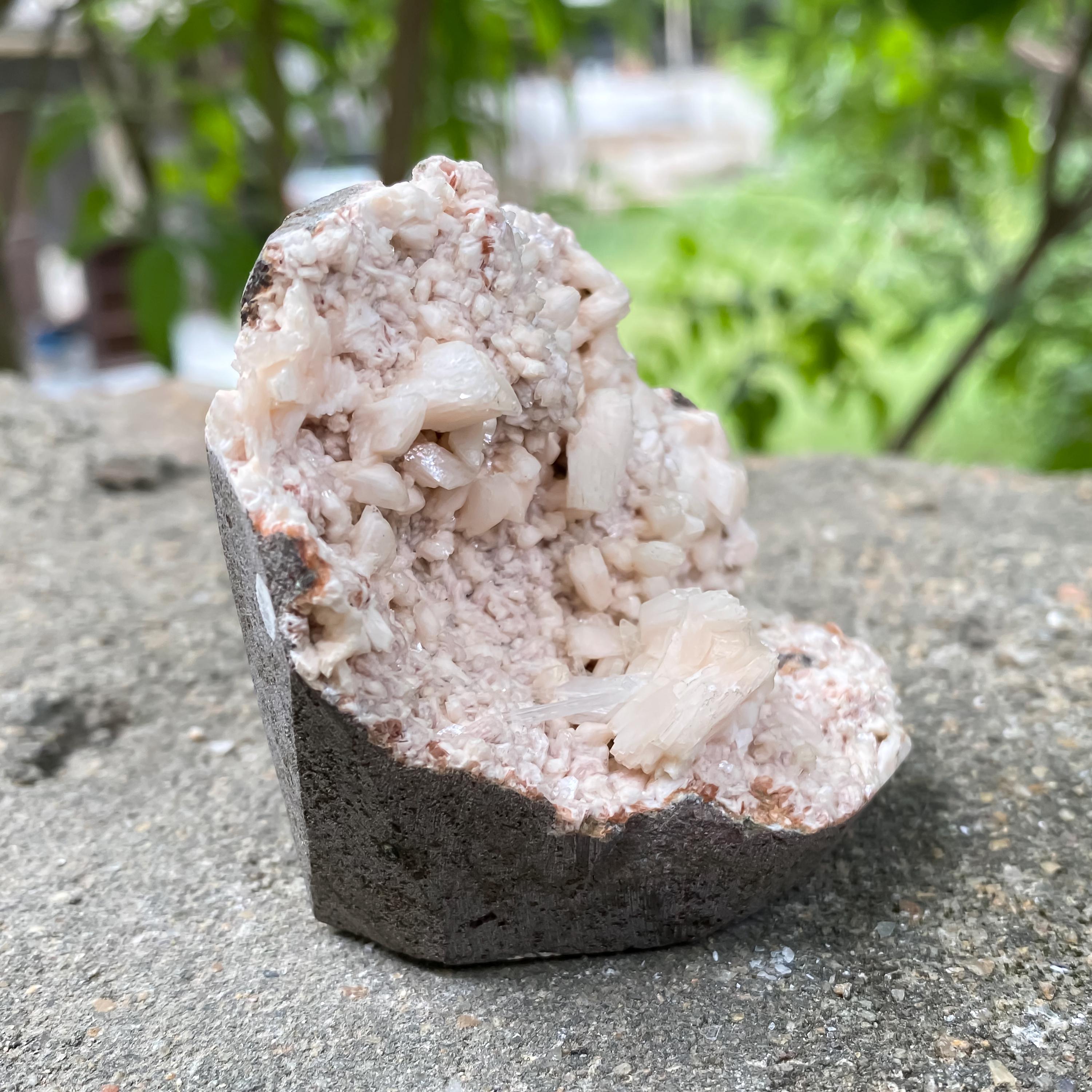 Stilbite Apophyllite Geode Cluster  Peach Healing Crystal Specimen, 160gm