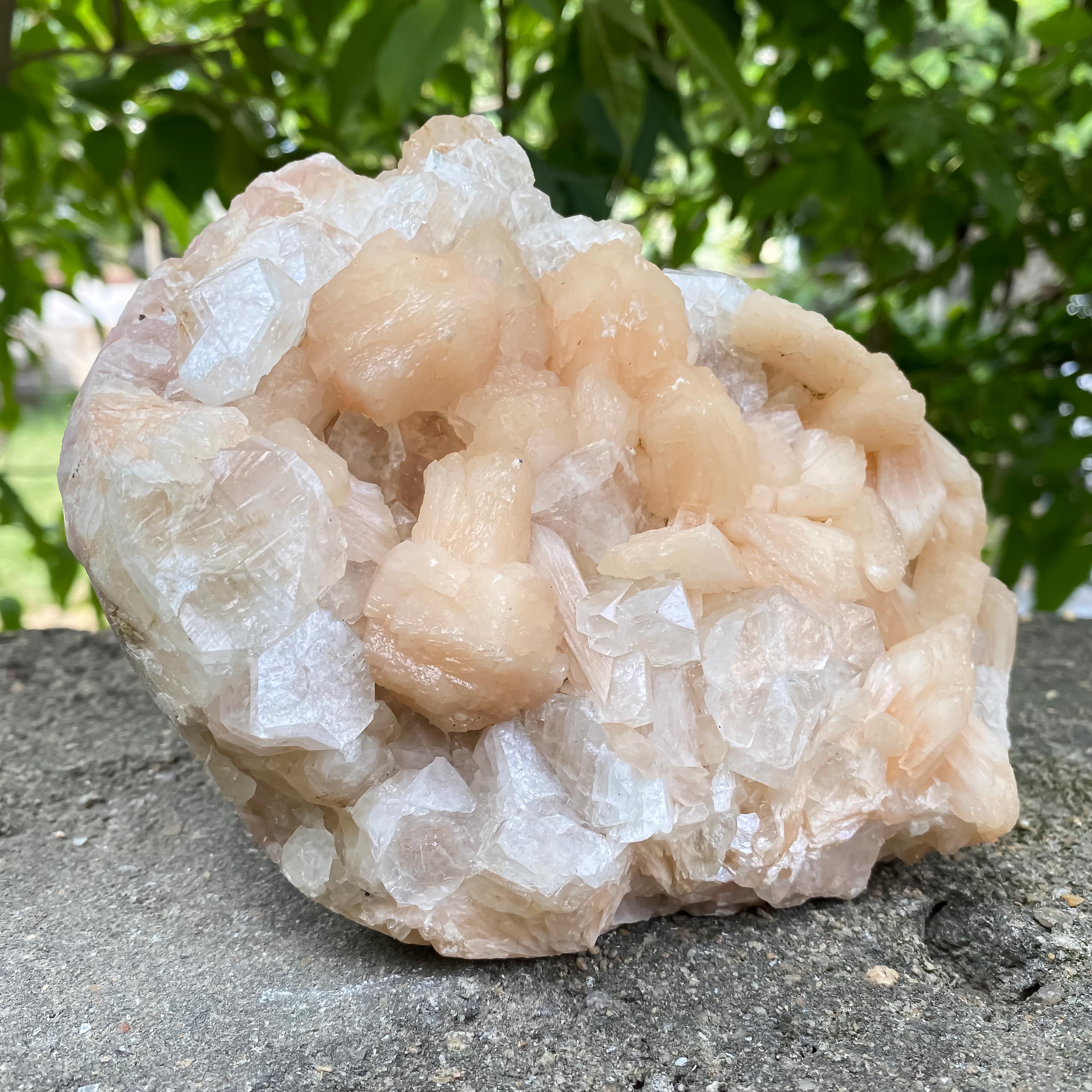 Natural Stillbite Apophyllite Geode Cluster Healing Crystal Mineral Specimen Reiki