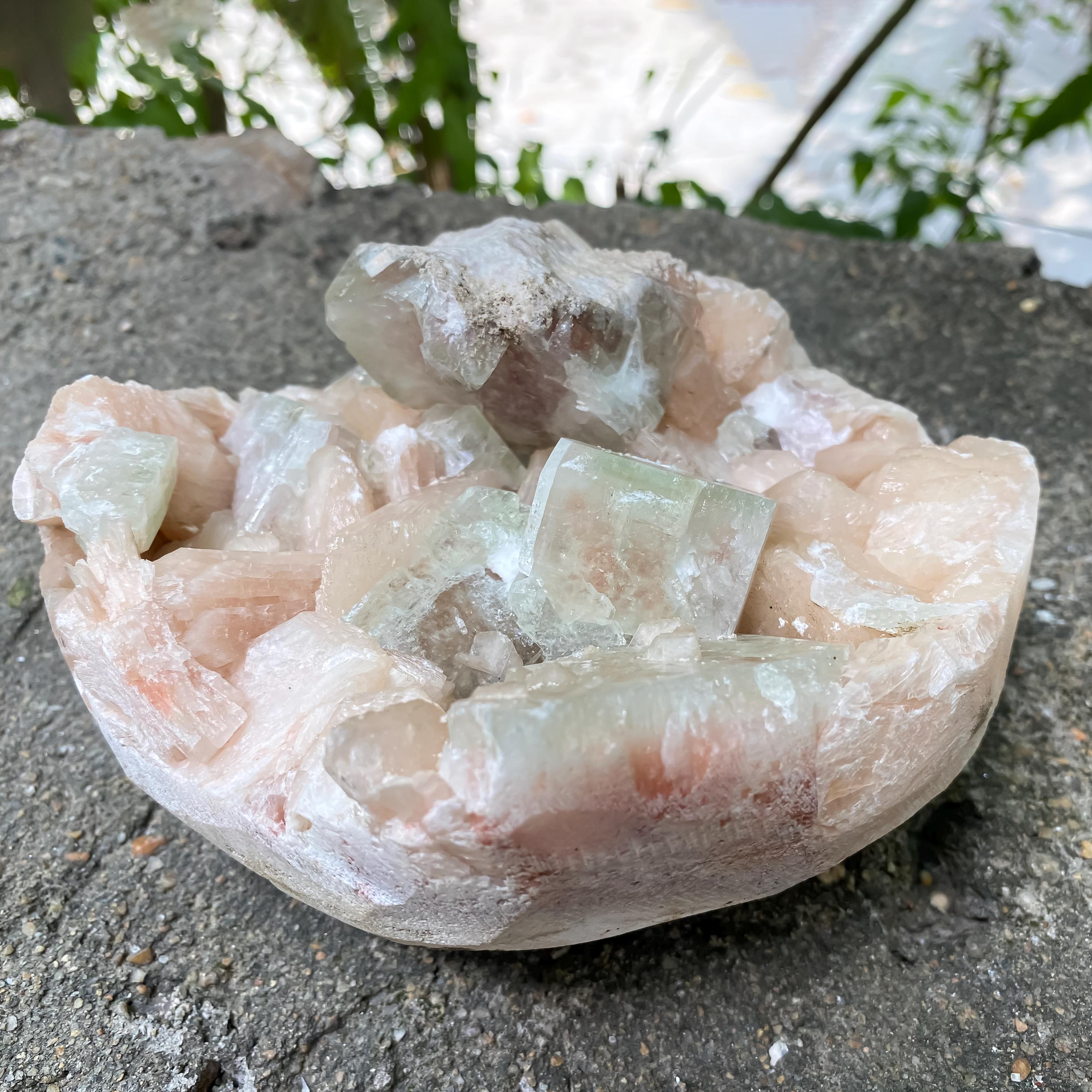 Natural Stillbite with Apophyllite Geode Crystal Cluster Reiki Healing Stone Home Decor