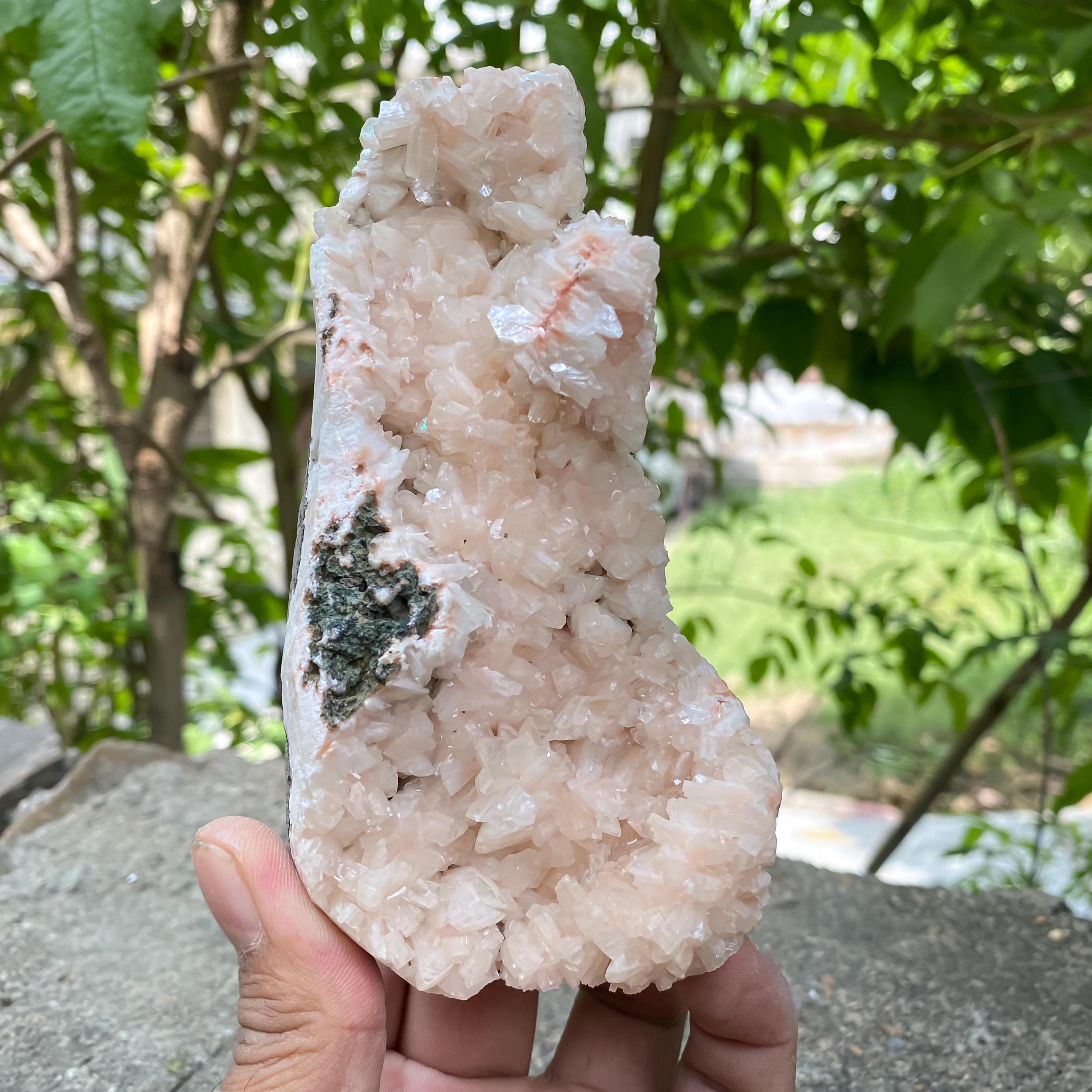 Healing Crystal Stillbite Apophyllite Geode Cluster Natural Raw Mineral Decor 390gm
