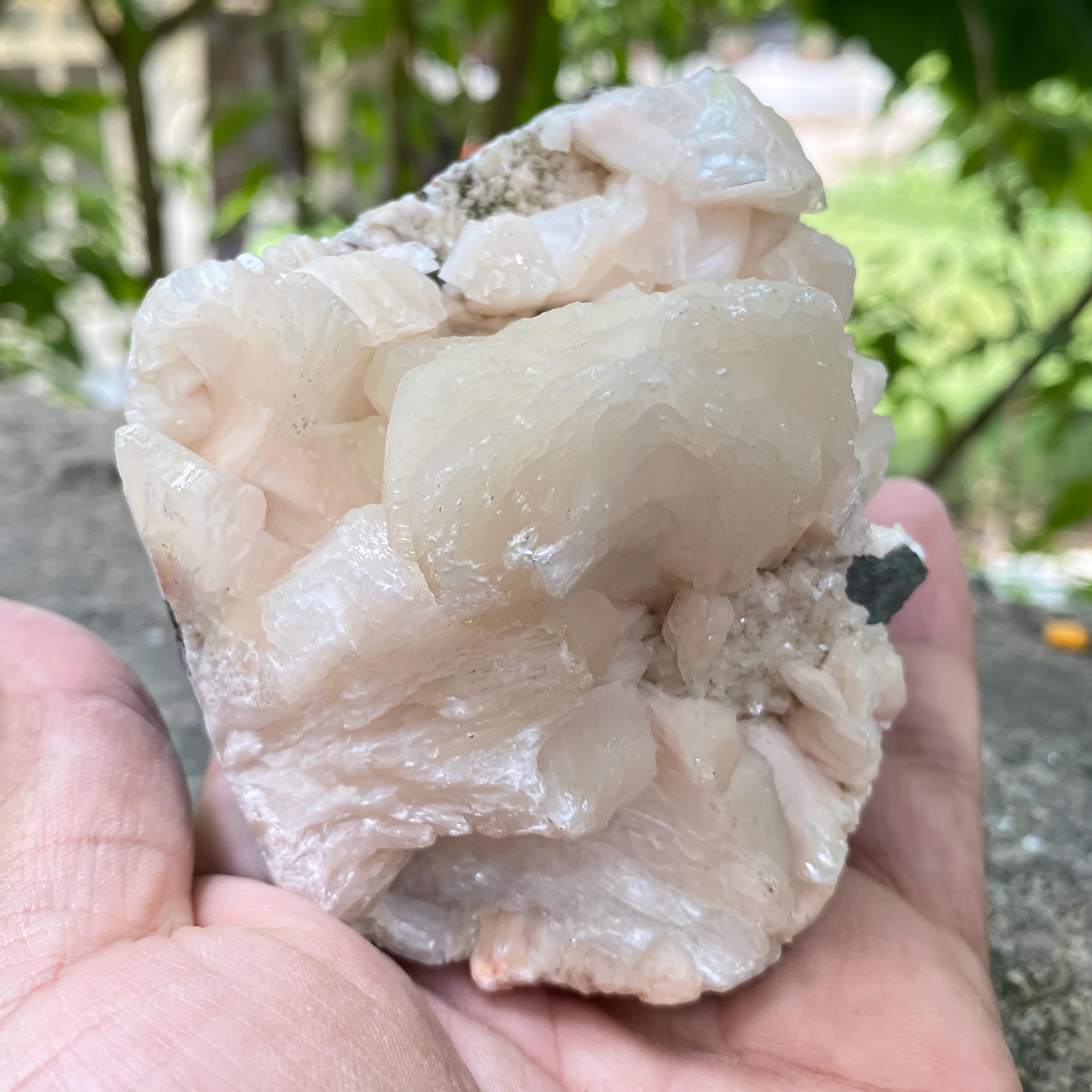 Rare Cubic Stilbite Apophyllite on Peach Pink Pastel Stilbite - Crystal Healing Decor 370gm