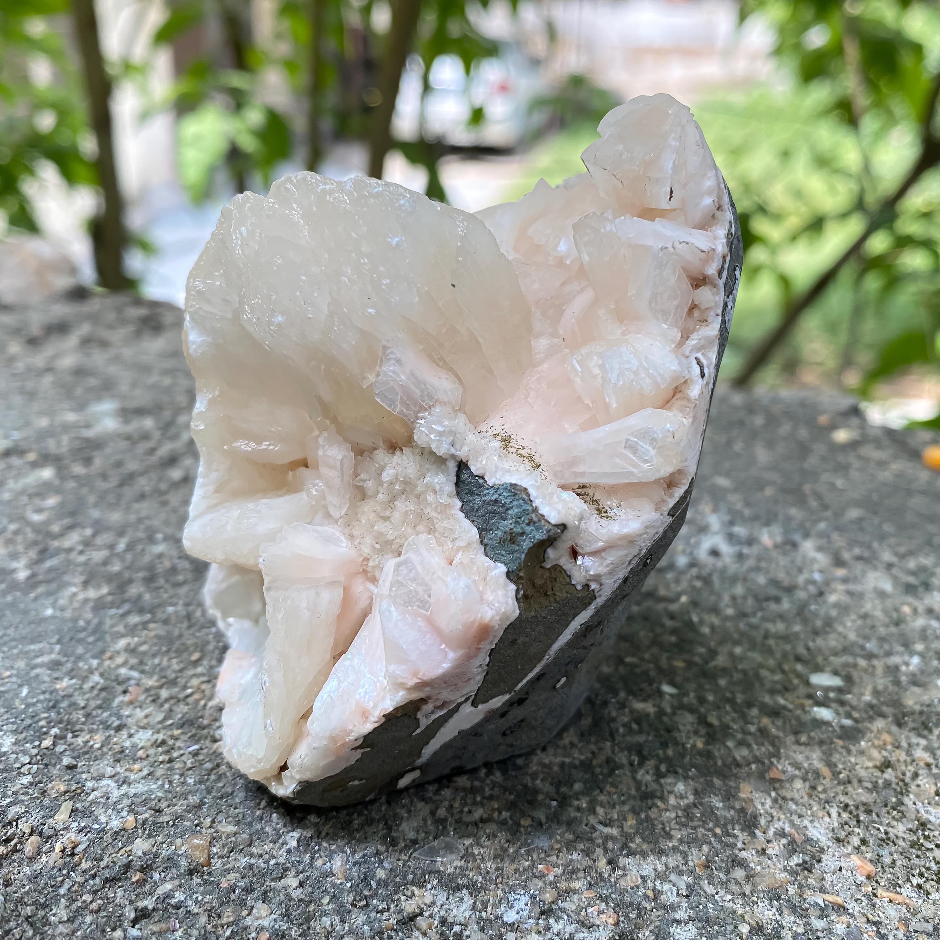 Rare Cubic Stilbite Apophyllite on Peach Pink Pastel Stilbite - Crystal Healing Decor 370gm