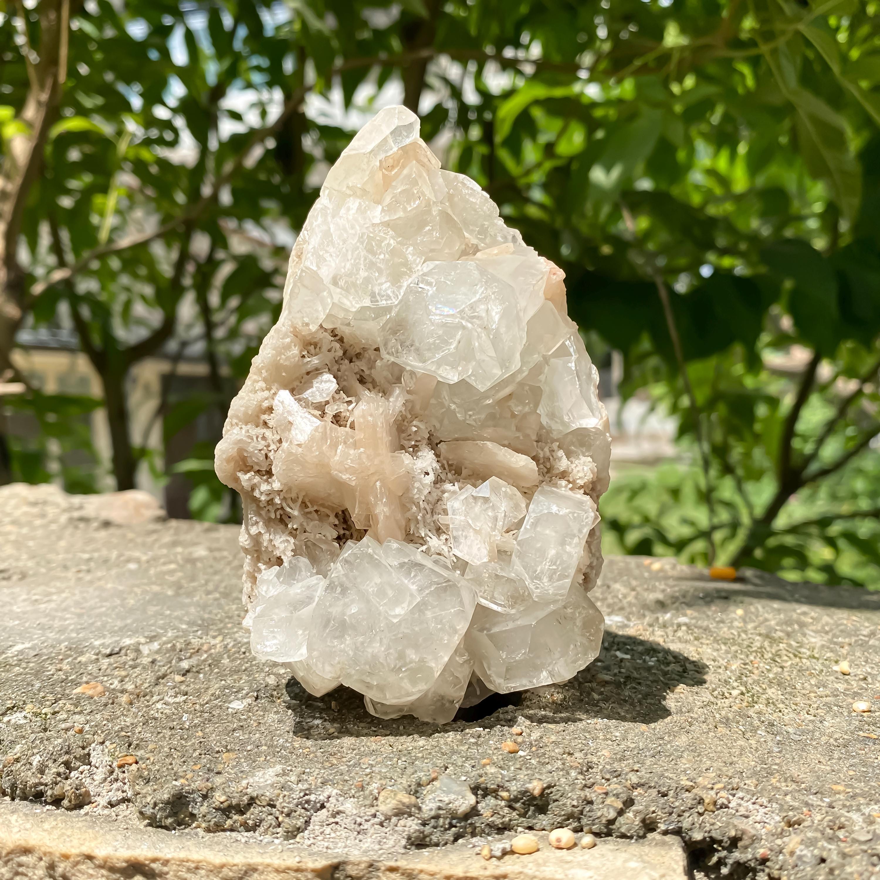 Stilbite Apophyllite Raw Cluster | 405gm Natural Mineral Specimen | Reiki Crystal Cluster Rough | Cubic Apophyllite