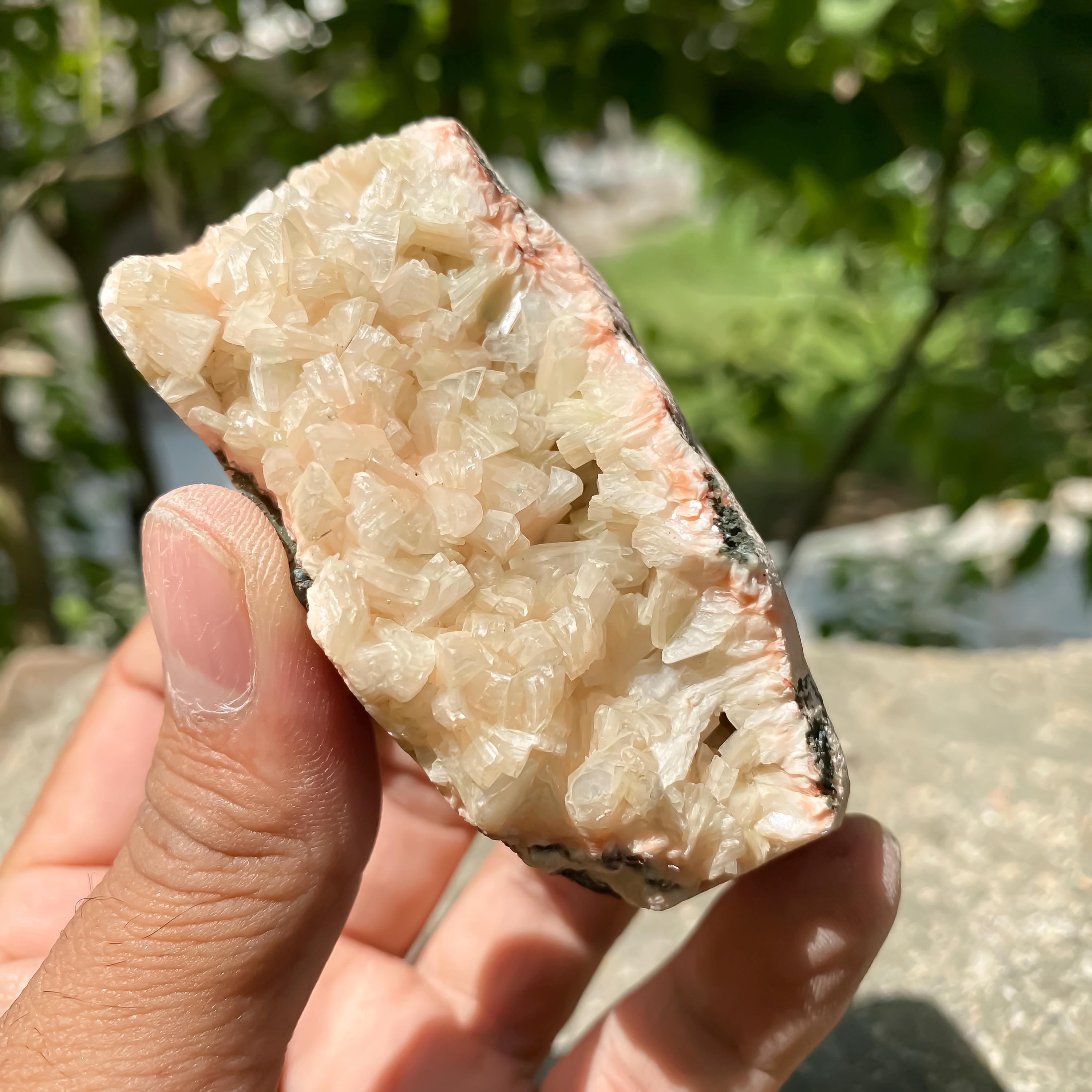 Peach Stilbite Apophyllite Crystal Geode  Healing Stone, Collector Mineral