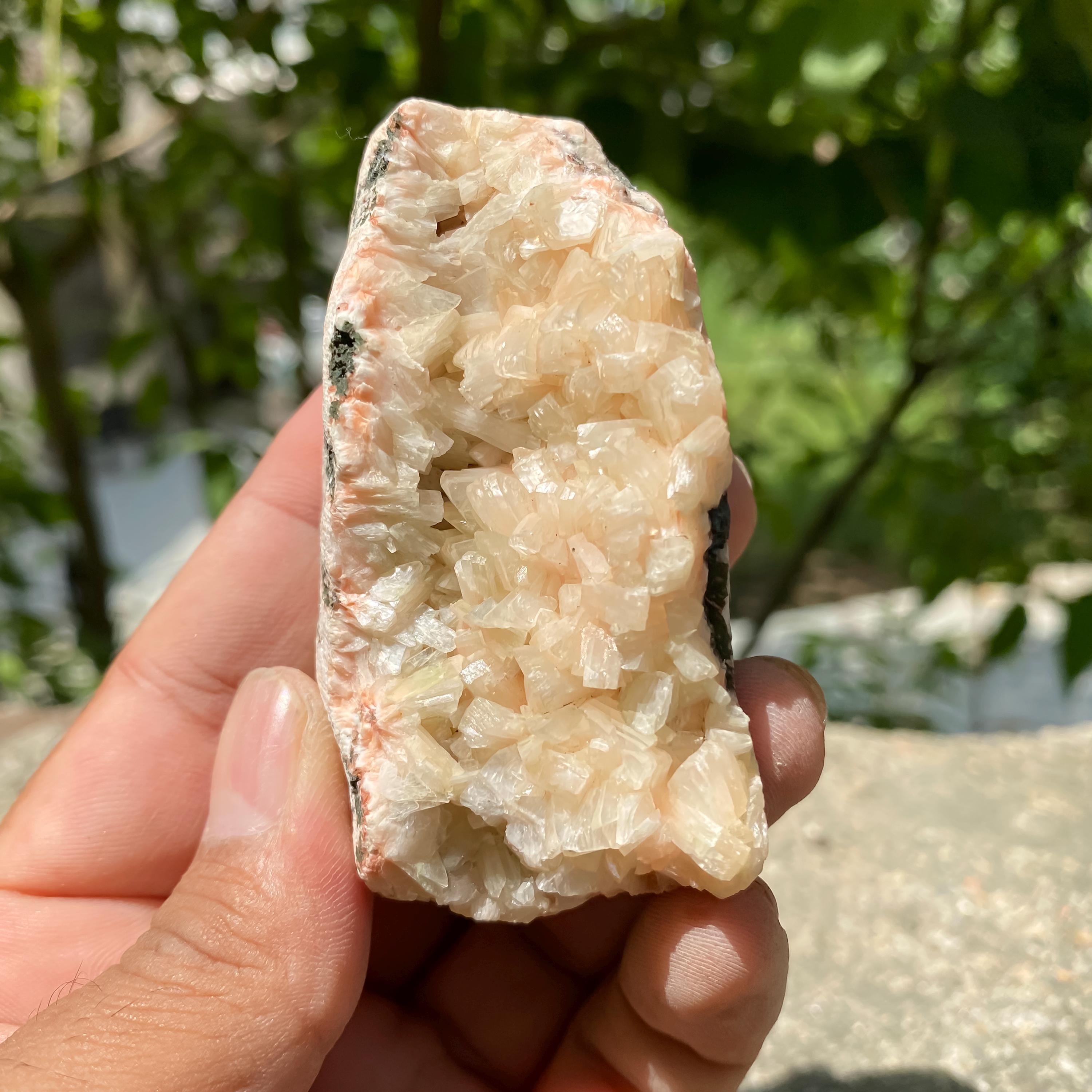 Peach Stilbite Apophyllite Crystal Geode  Healing Stone, Collector Mineral