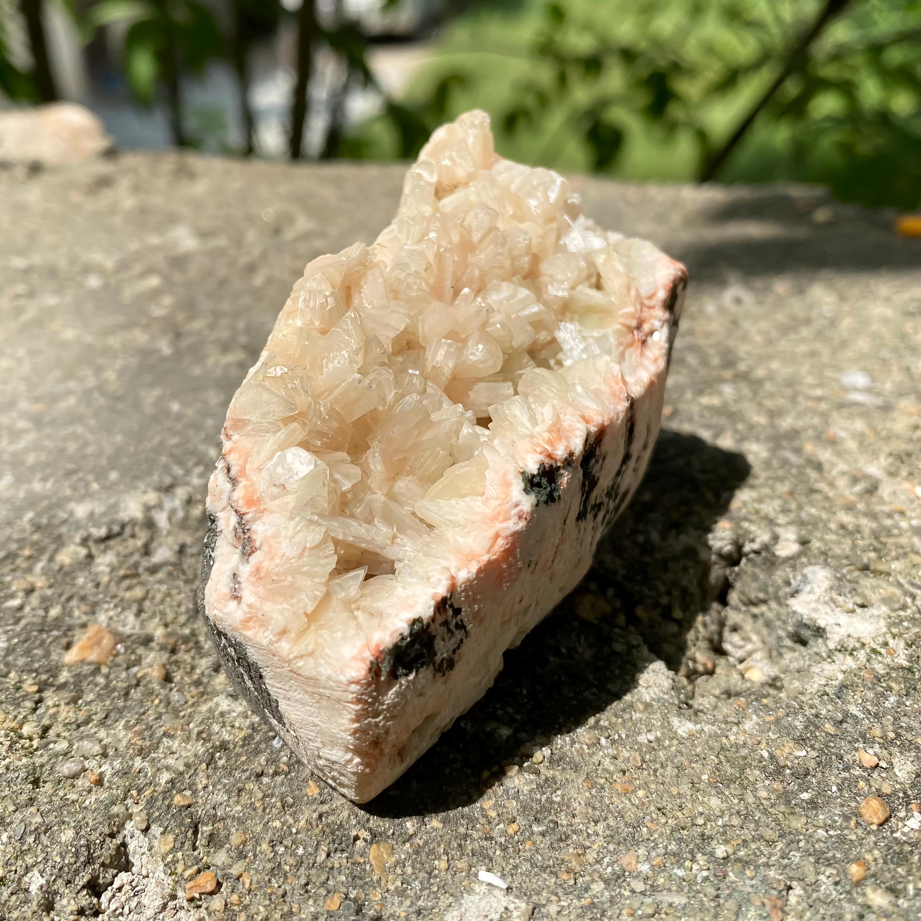 Peach Stilbite Apophyllite Crystal Geode  Healing Stone, Collector Mineral