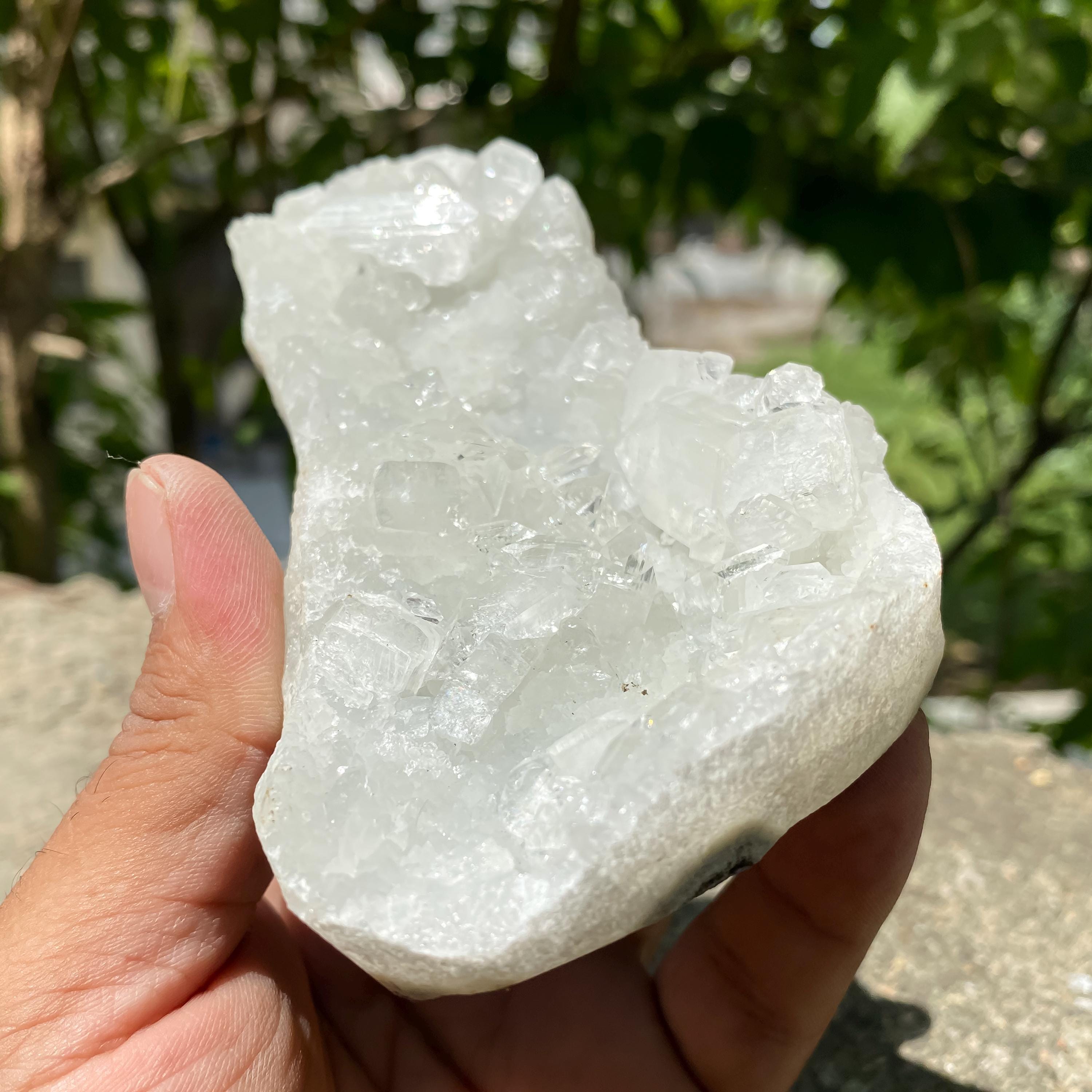 White Apophyllite Crystal Cluster, 280gm Zeolite Specimen, Cubic Crystals Rough, White Apophyllite Zeolite Cluster